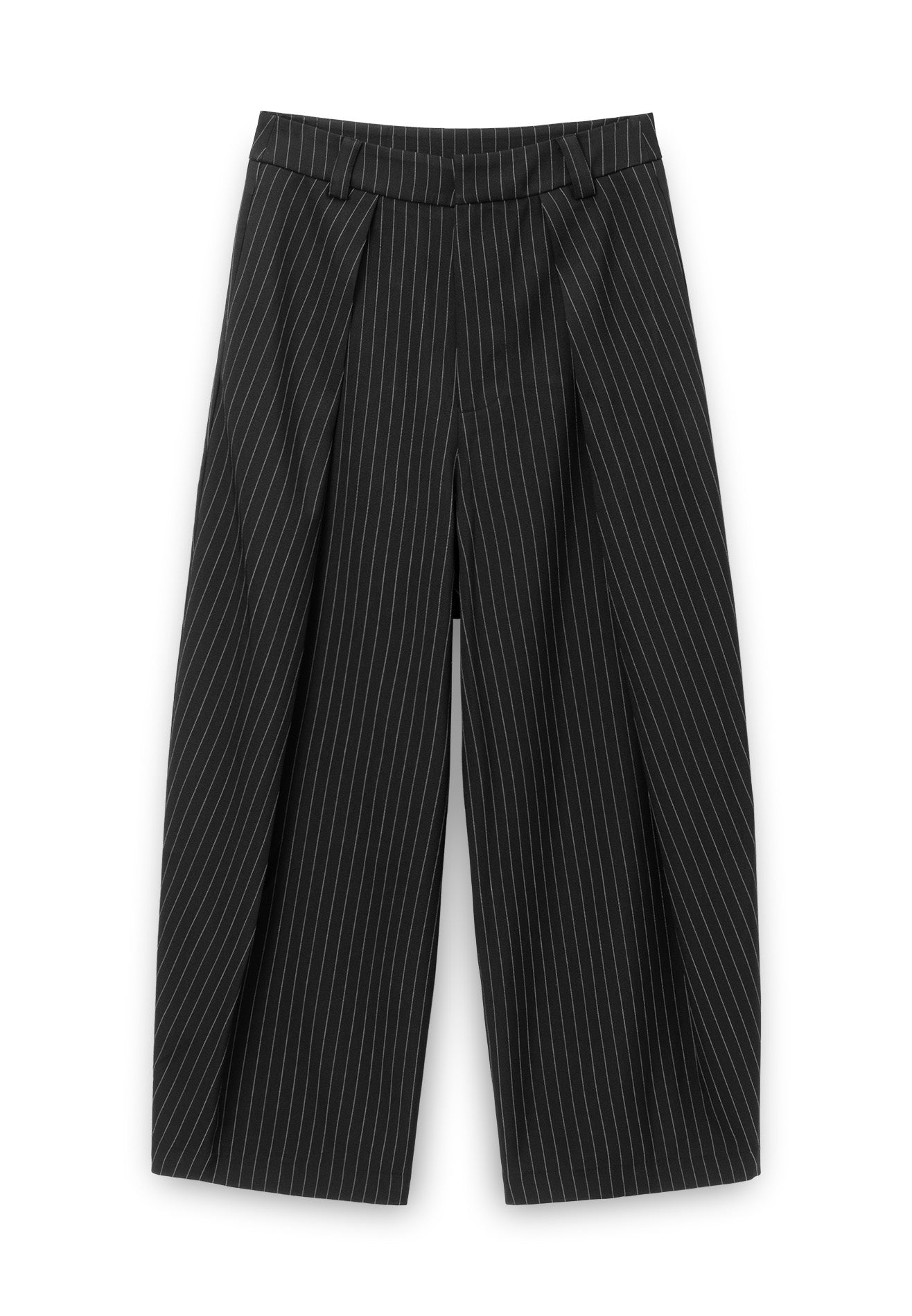 DRUM S. Striped Pleated Pants - Black