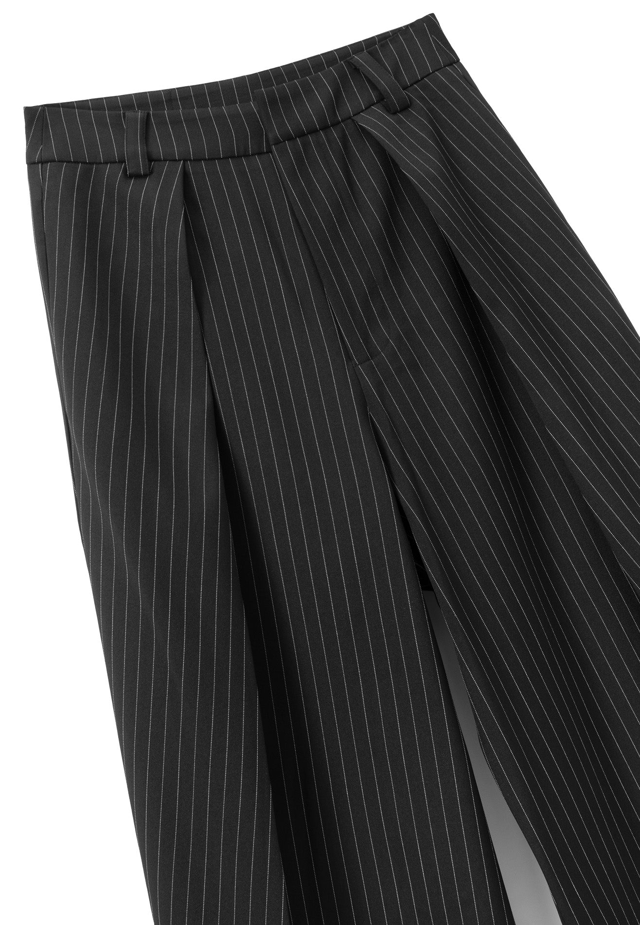DRUM S. Striped Pleated Pants - Black