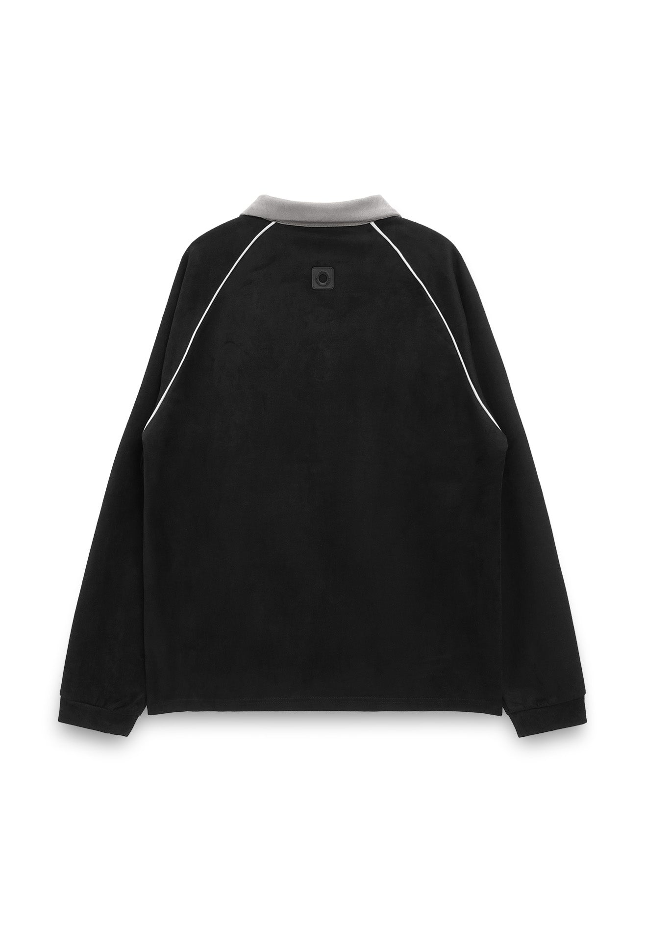 Select Suede Fabric Polo Long Tee- Black