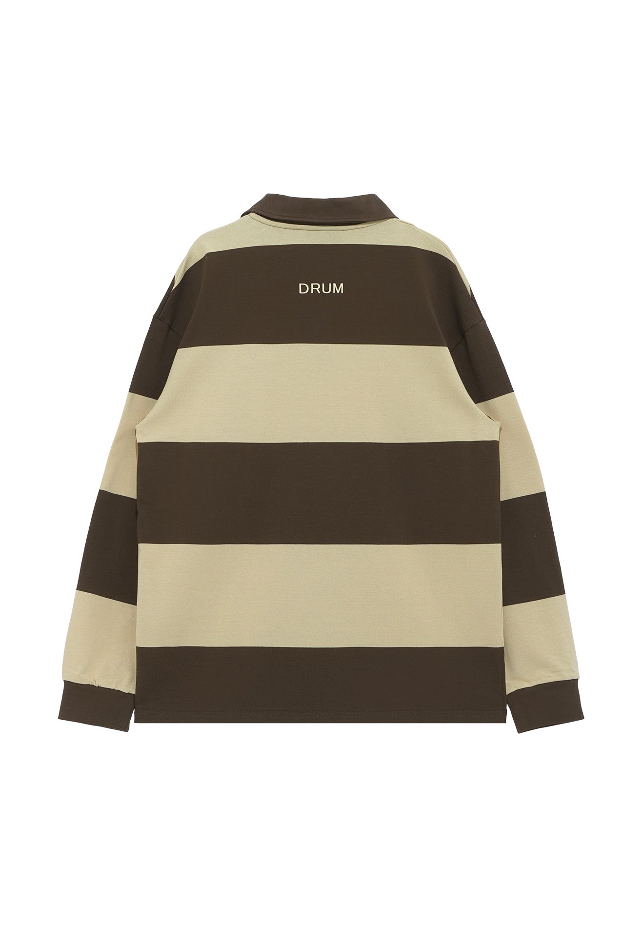 Select Stripe Long Sleeve Polo Tee- Dark Khaki
