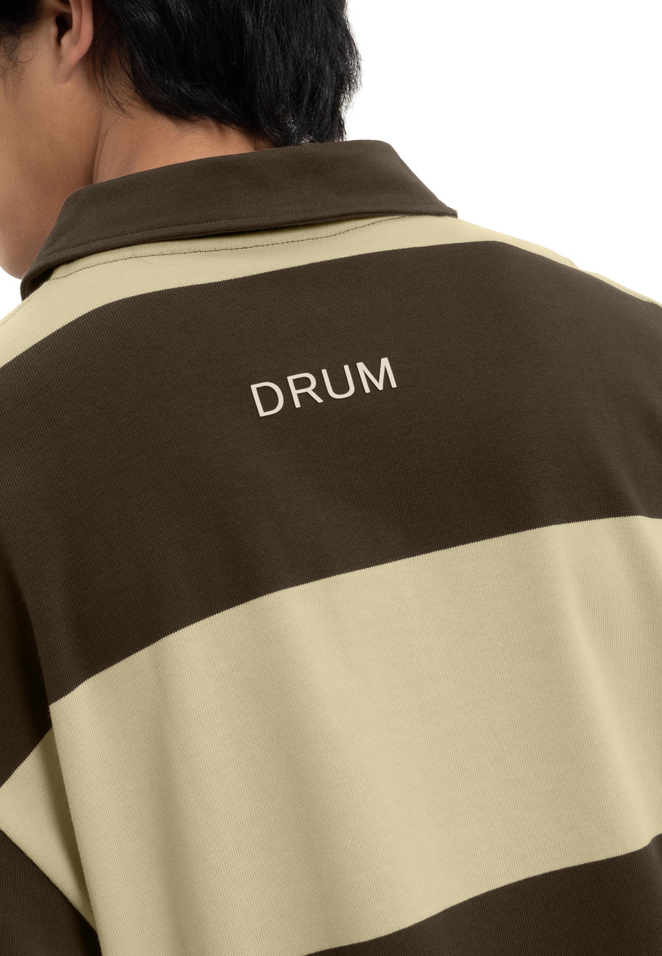 Select Stripe Long Sleeve Polo Tee- Dark Khaki