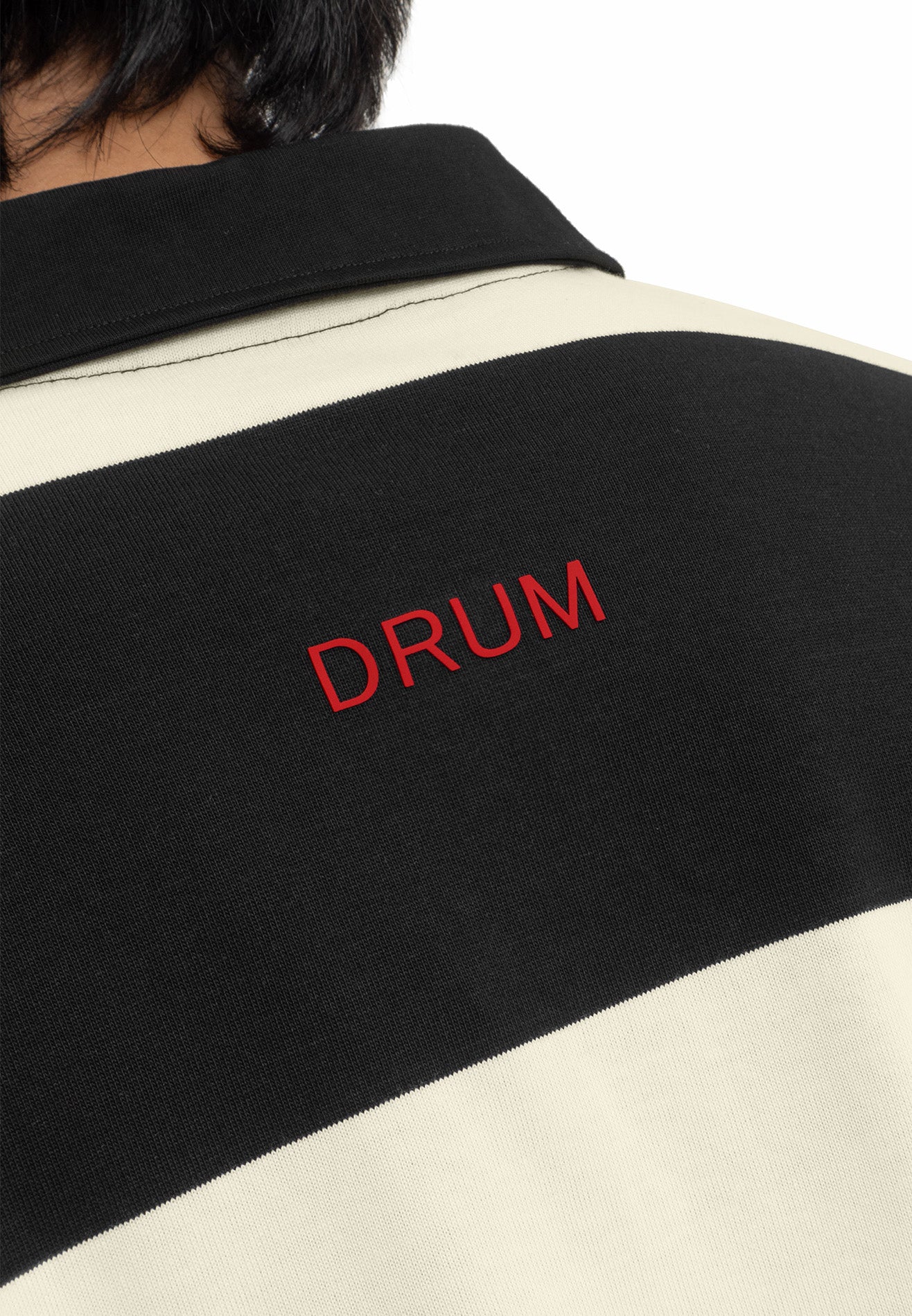 Select Stripe Long Sleeve Polo Tee- Black