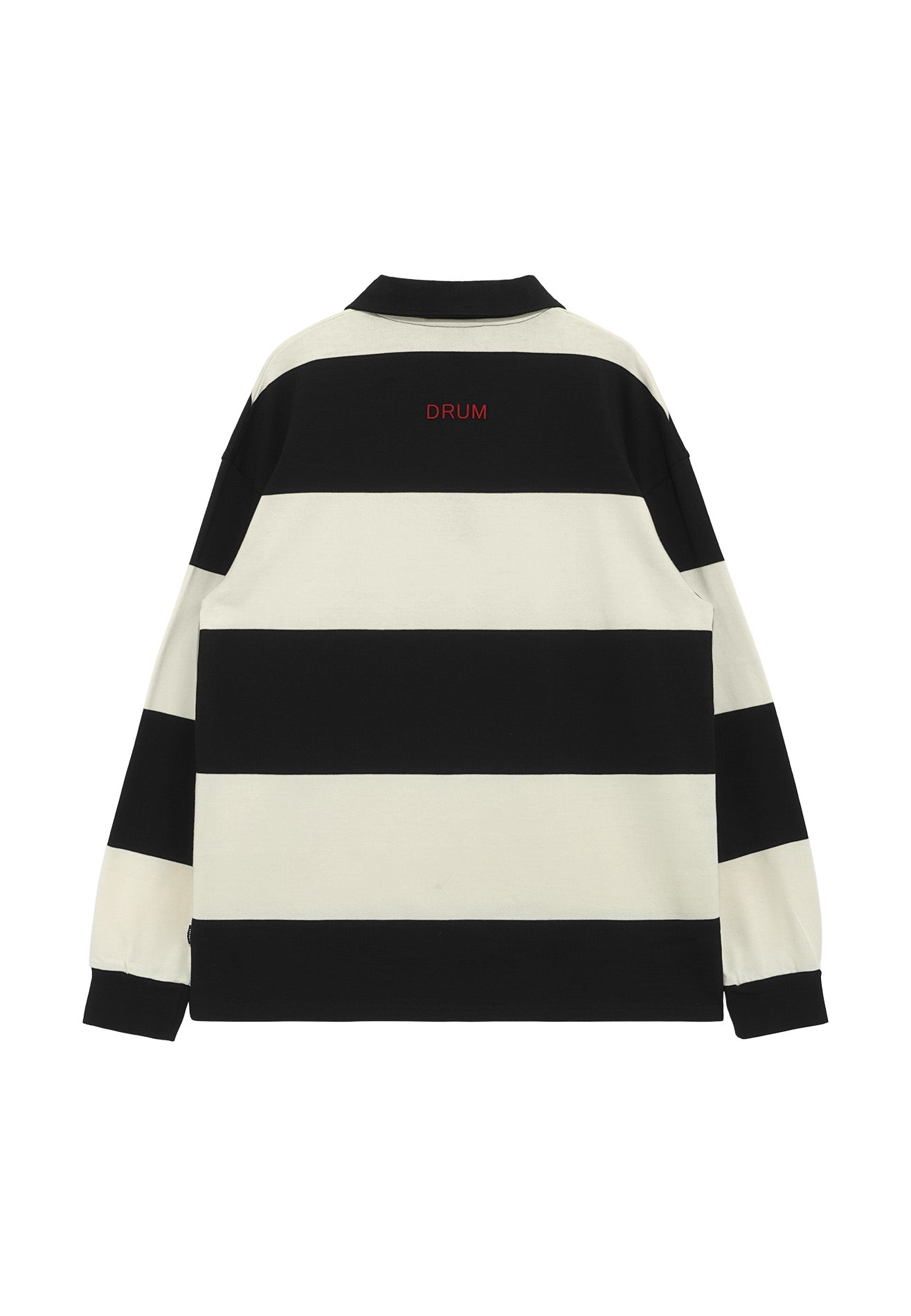 Select Stripe Long Sleeve Polo Tee- Black