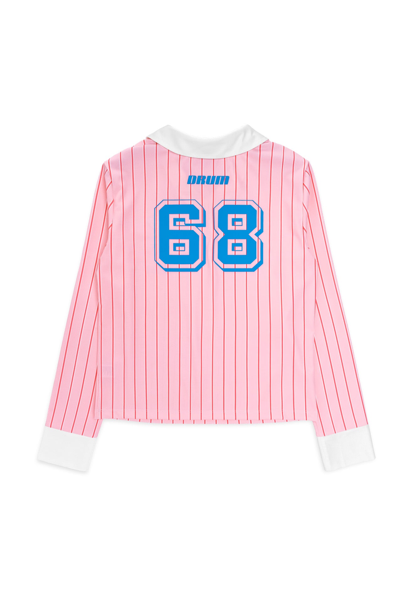 DRUM SELECT Ladies Vertical Stripe Long Sleeve Polo- Pink