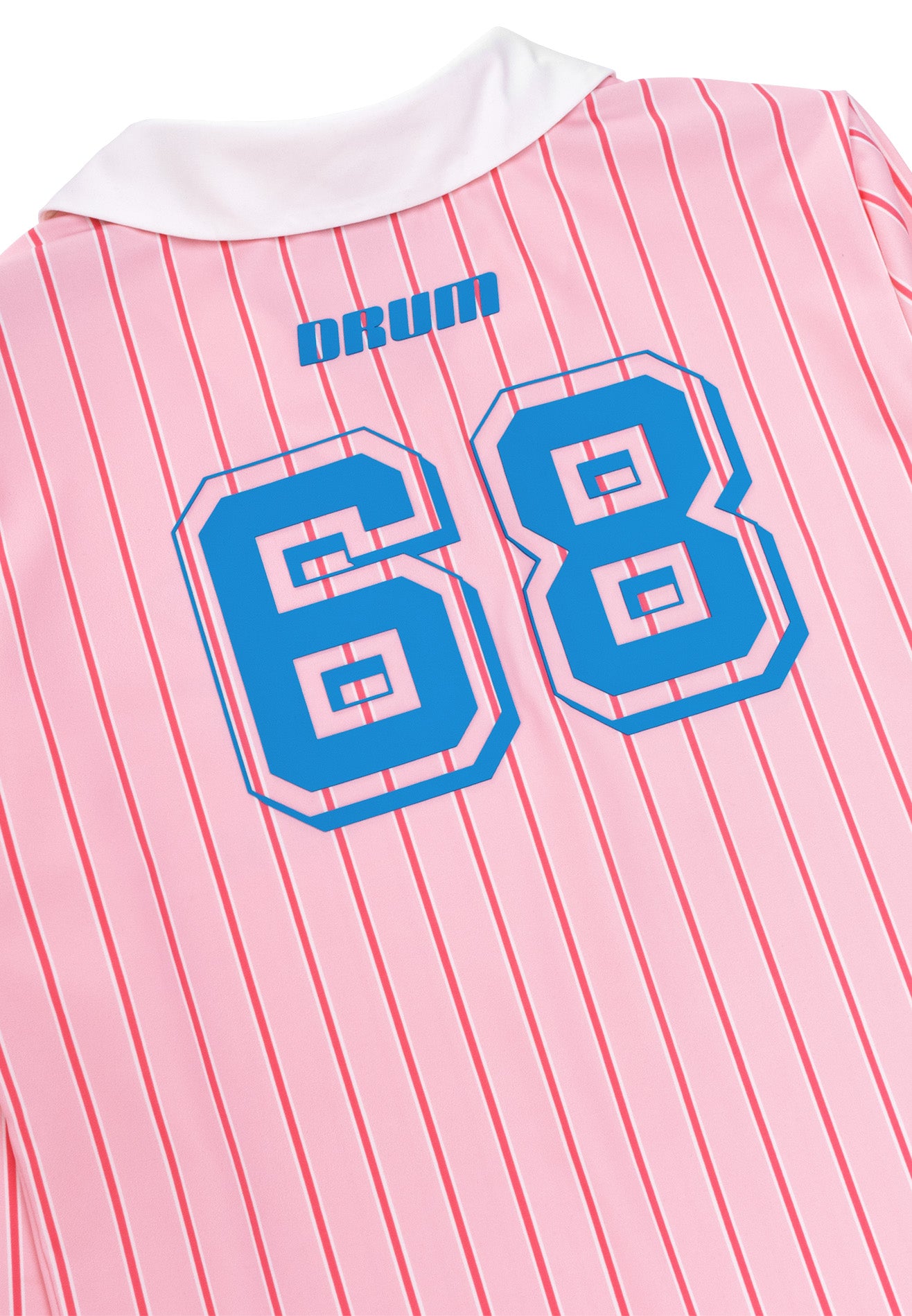 DRUM SELECT Ladies Vertical Stripe Long Sleeve Polo- Pink