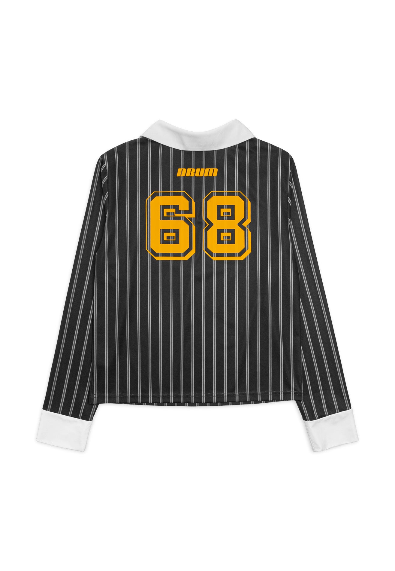 DRUM SELECT Ladies Vertical Stripe Long Sleeve Polo- Dark Grey