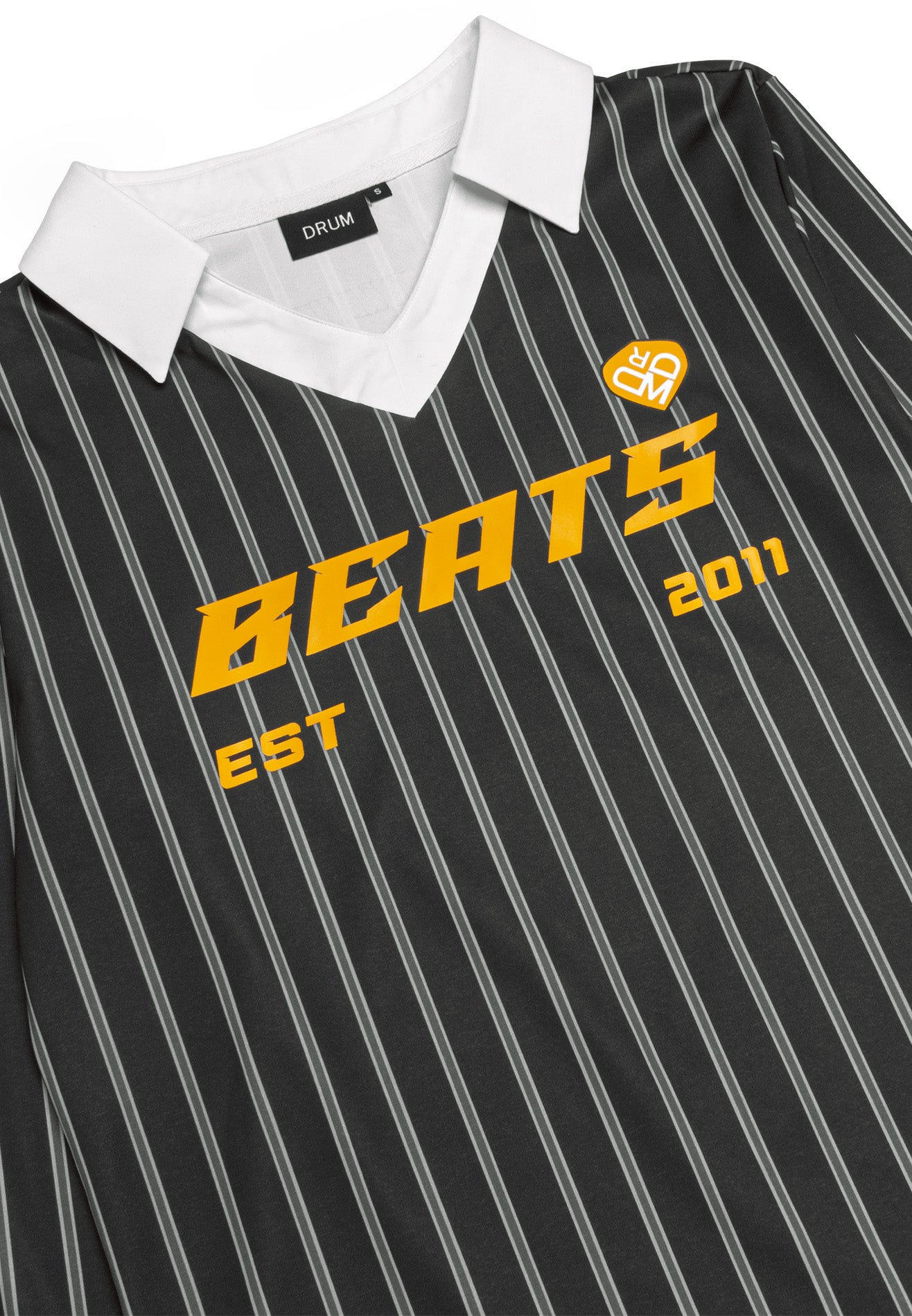 DRUM SELECT Ladies Vertical Stripe Long Sleeve Polo- Dark Grey