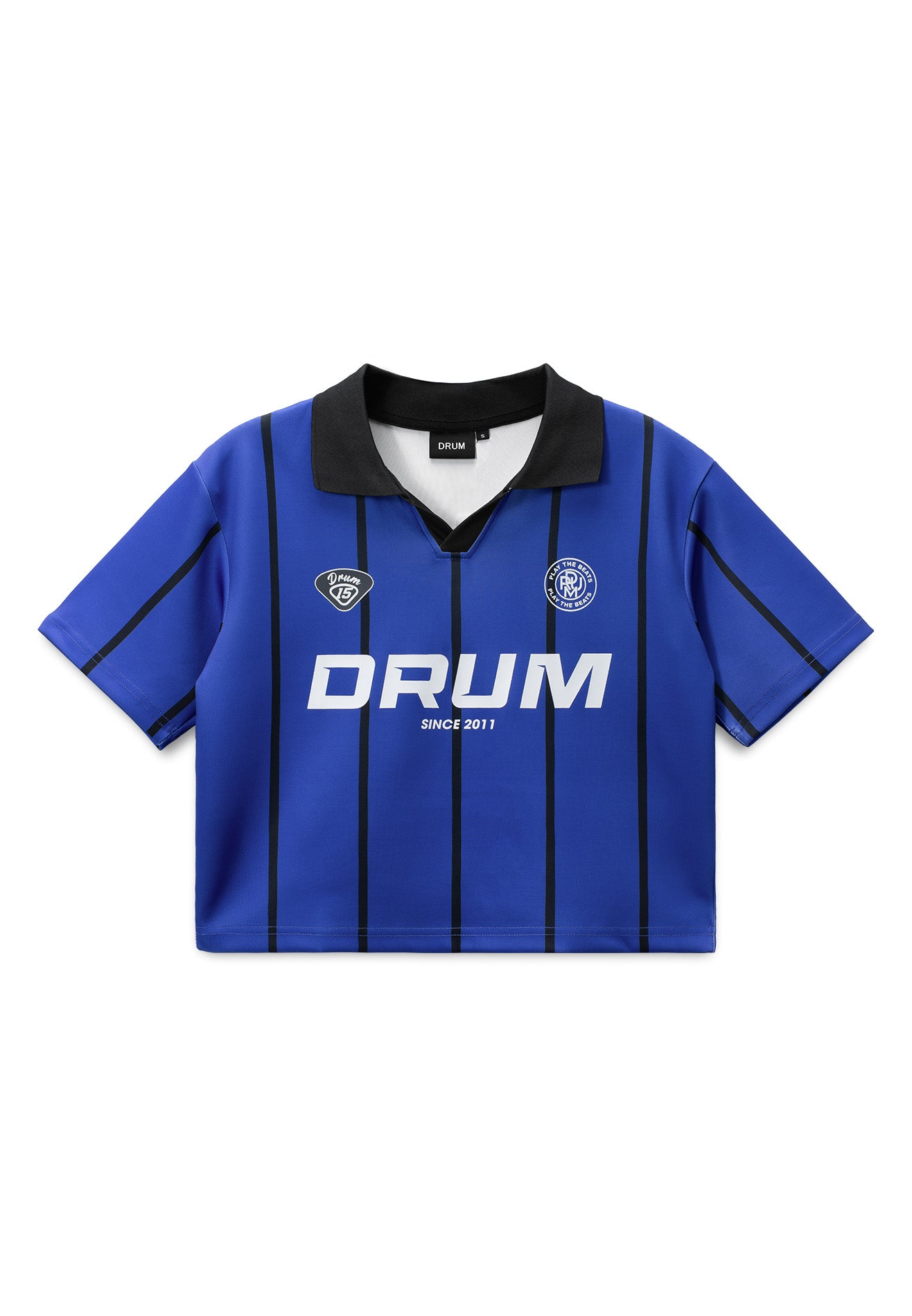 DRUM S. Women Stripe Polo Crop Top- Blue