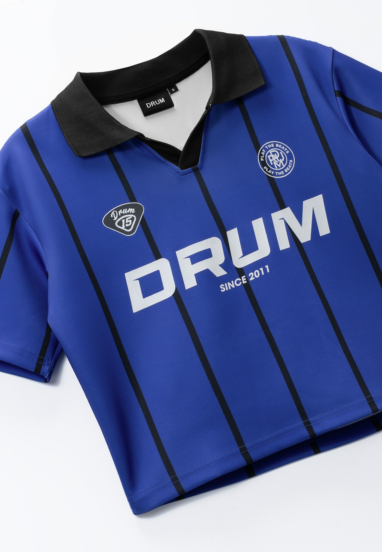 DRUM S. Women Stripe Polo Crop Top- Blue