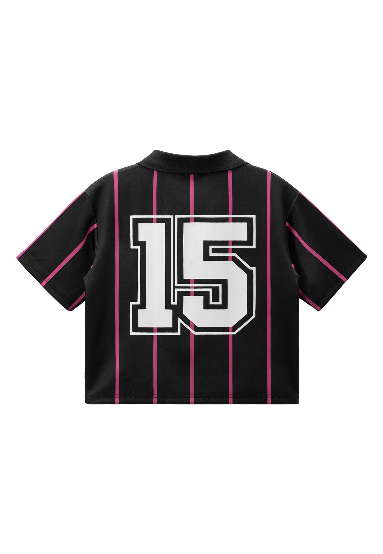 DRUM S. Women Stripe Polo Crop Top- Black