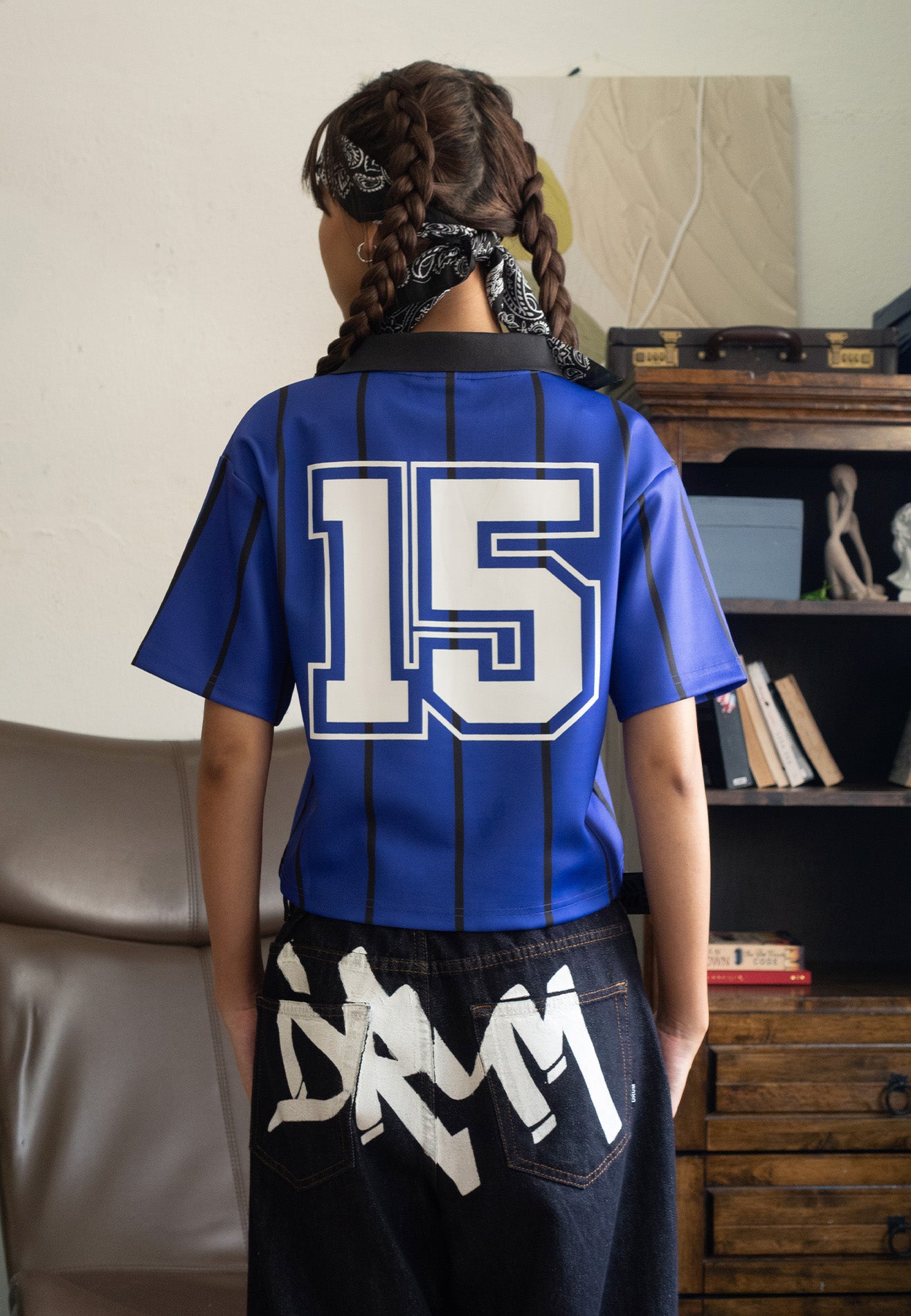 DRUM S. Women Stripe Polo Crop Top- Blue