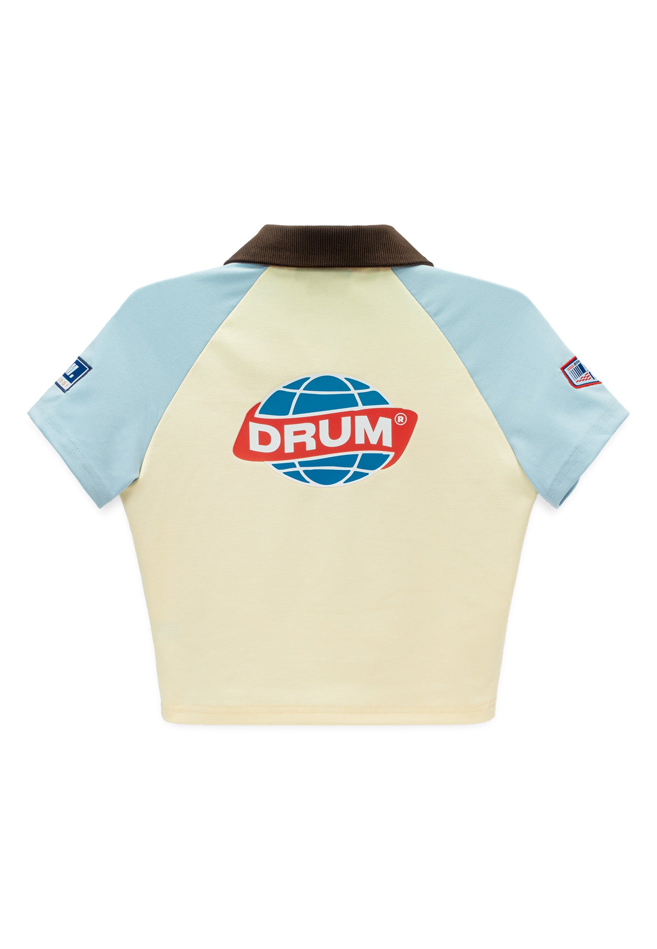 DRUM S. Women Raglan Details Polo Crop Top- Beige