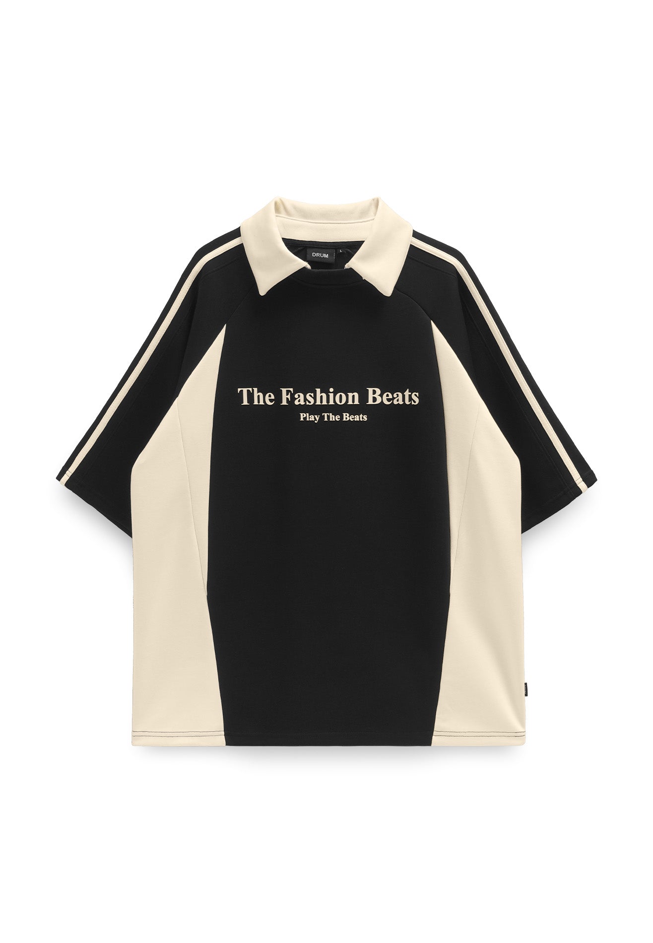 DRUM SELECT Cut & Sew Polo Tee - Black