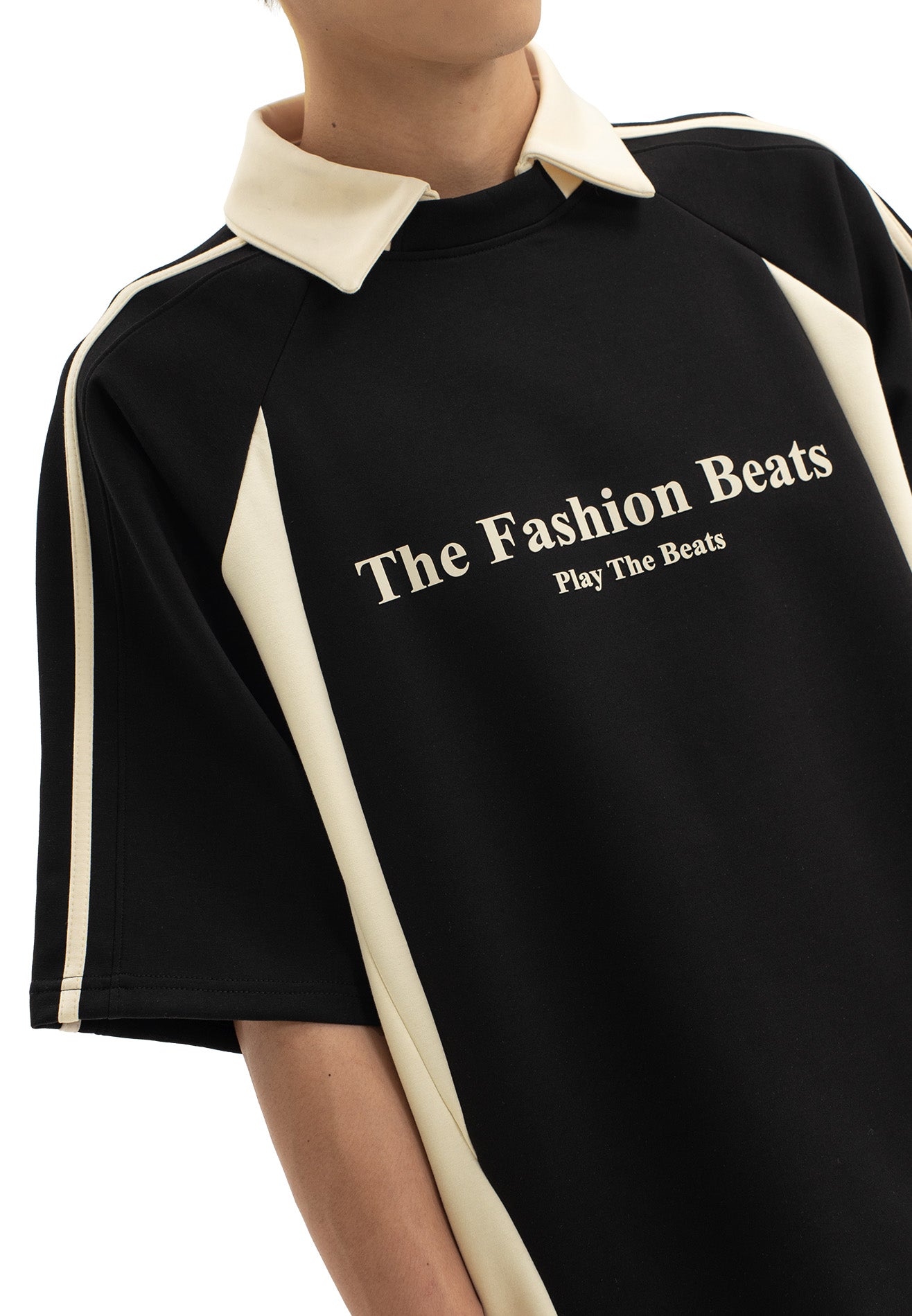 DRUM SELECT Cut & Sew Polo Tee - Black