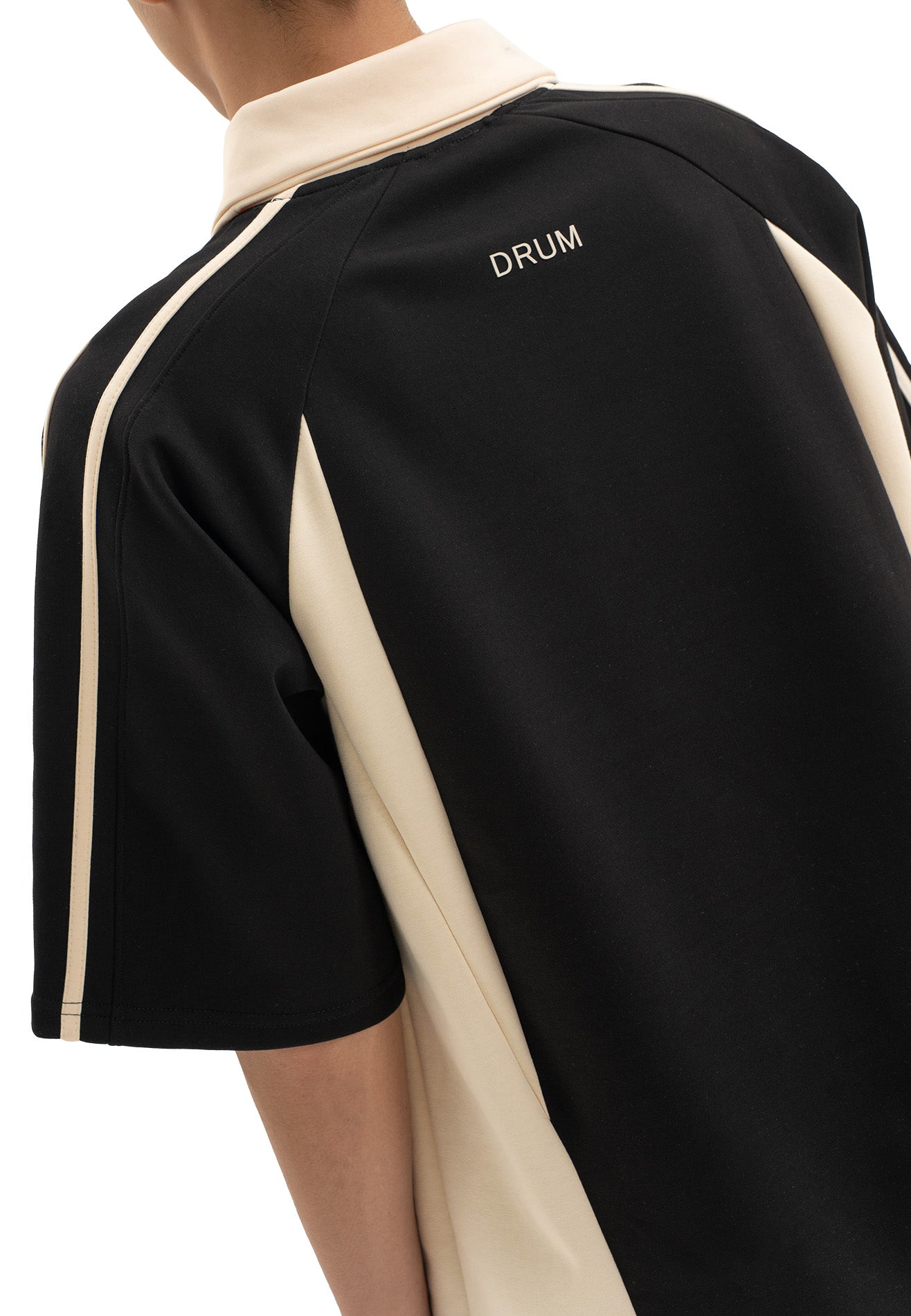 DRUM SELECT Cut & Sew Polo Tee - Black