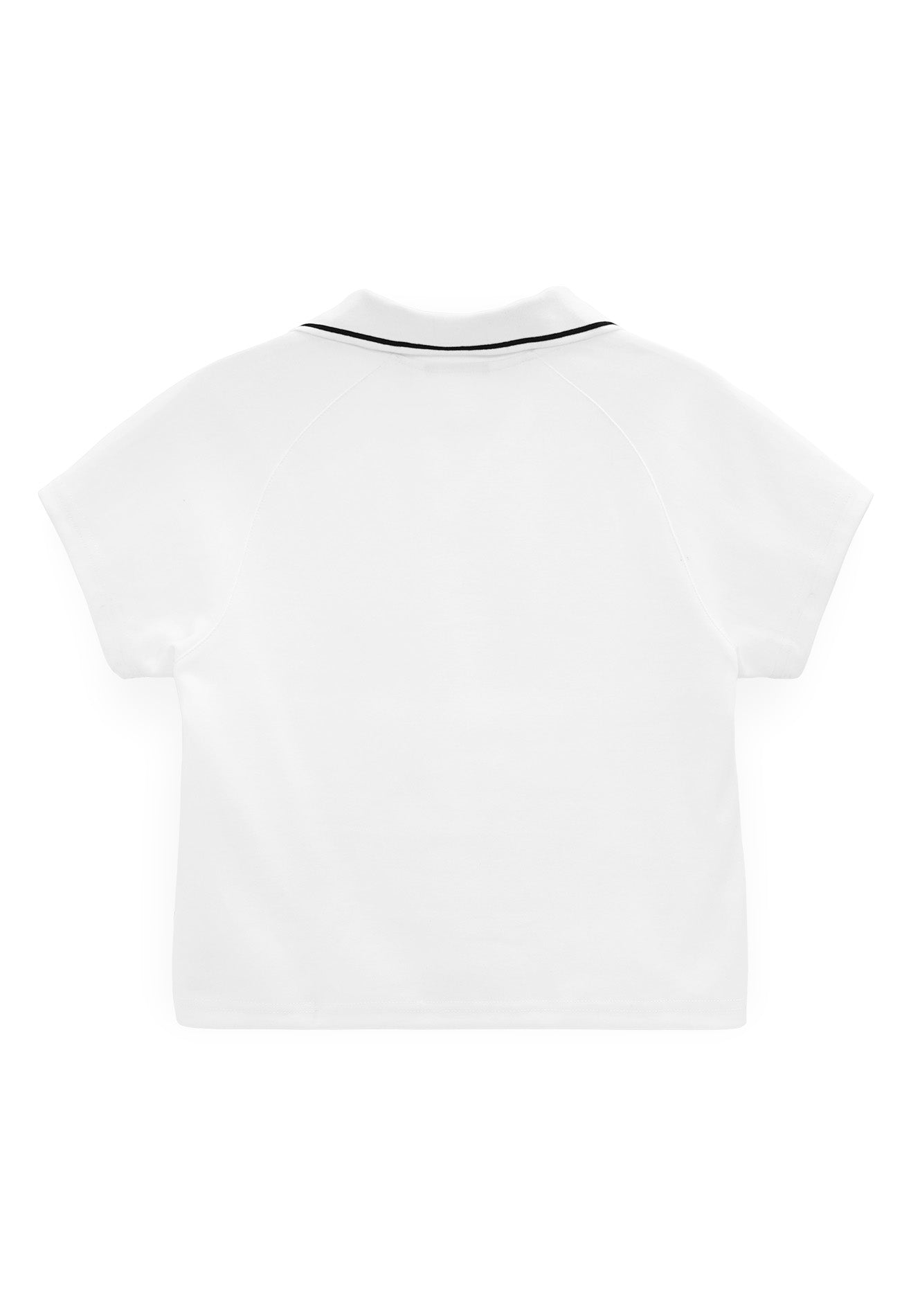 DRUM SELECT Ladies Logo Polo Crop Top- White