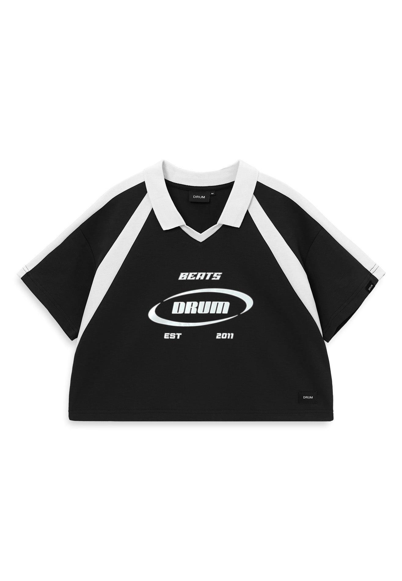 SELECT Women Racing Collection Polo Crop Top- Black