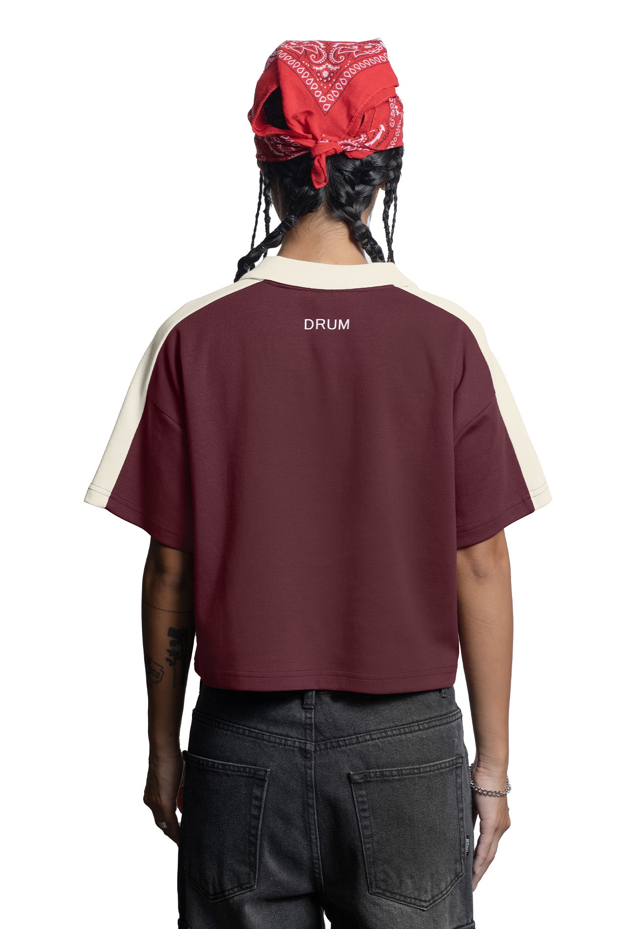 SELECT Women Racing Collection Polo Crop Top- Maroon