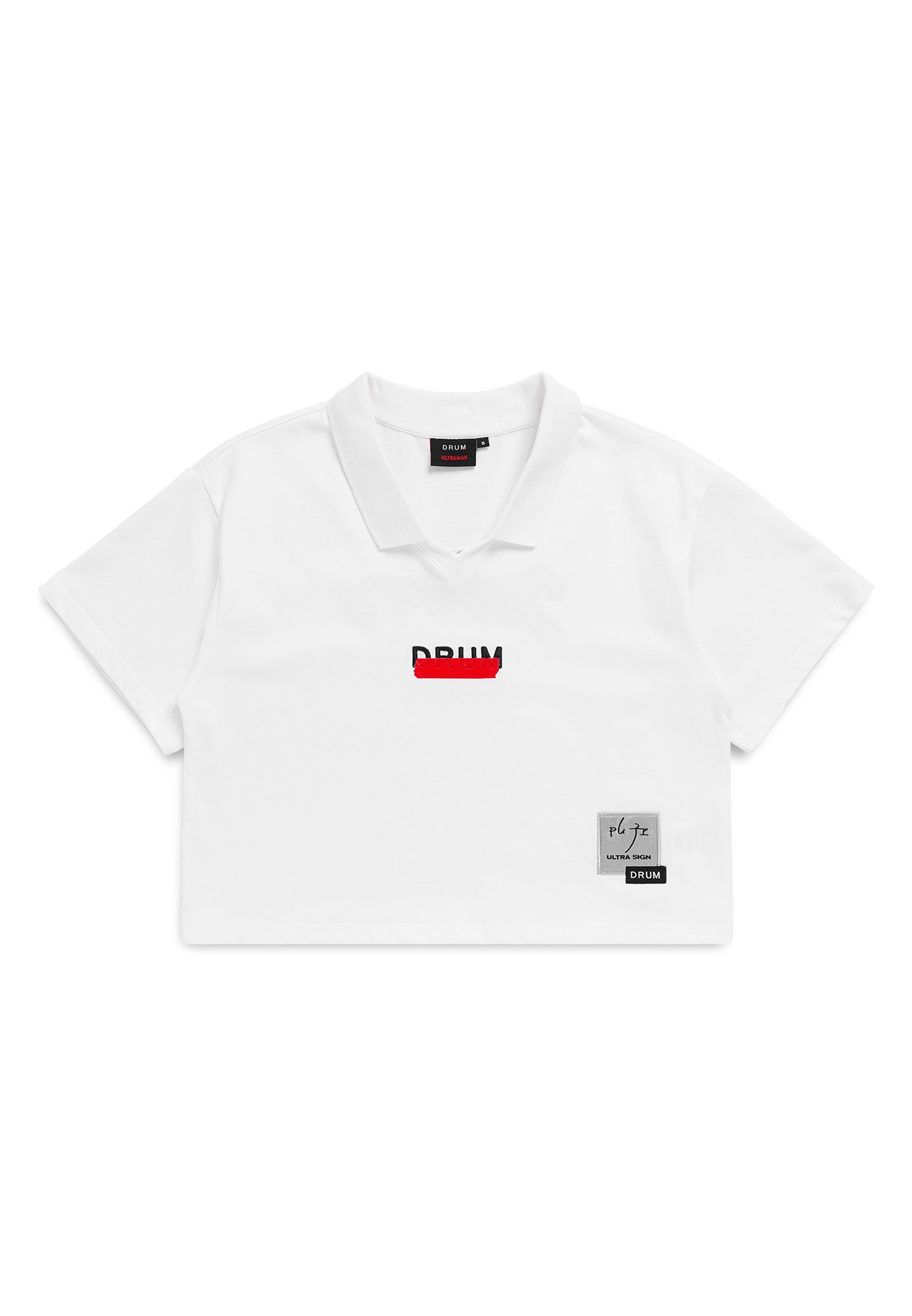 DRUM | ULTRAMAN Women Embroidery Polo Top- White