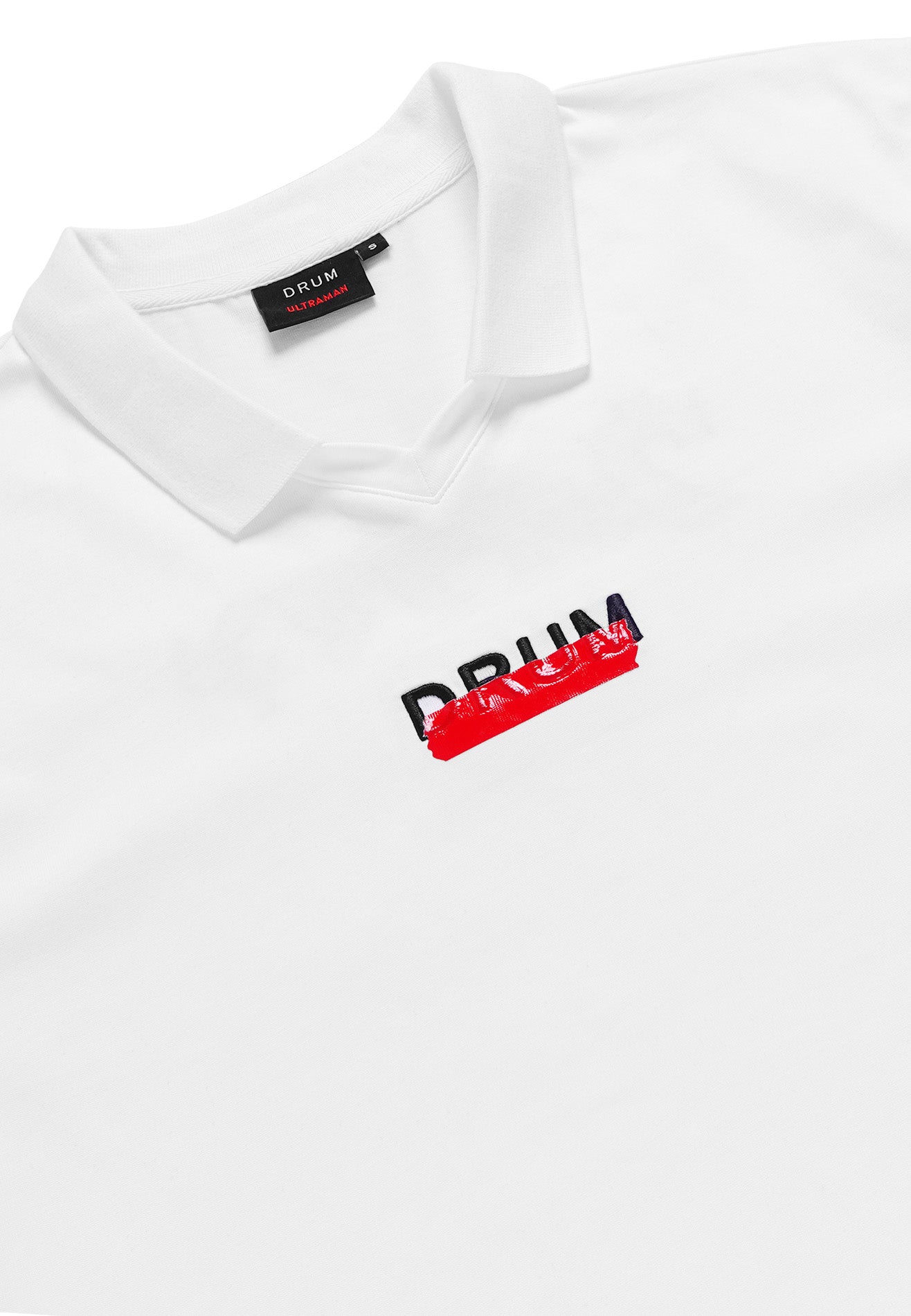DRUM | ULTRAMAN Women Embroidery Polo Top- White