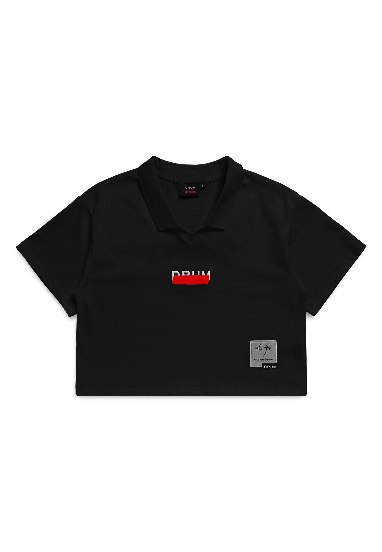 DRUM | ULTRAMAN Women Embroidery Polo Top- Black