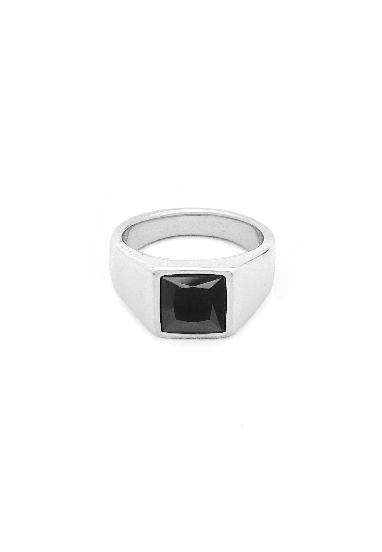 Black Stone Stainless Steel Ring
