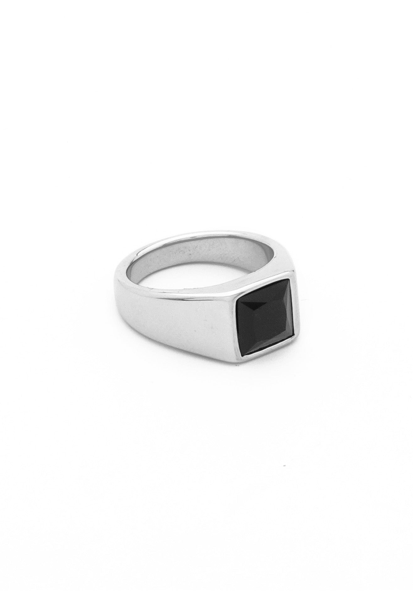 Black Stone Stainless Steel Ring