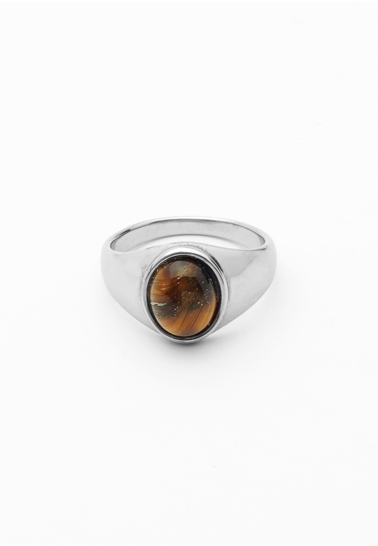 Brown Stone Stainless Steel Ring