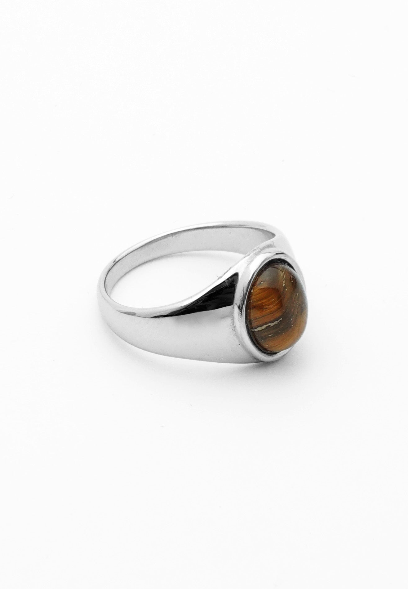 Brown Stone Stainless Steel Ring