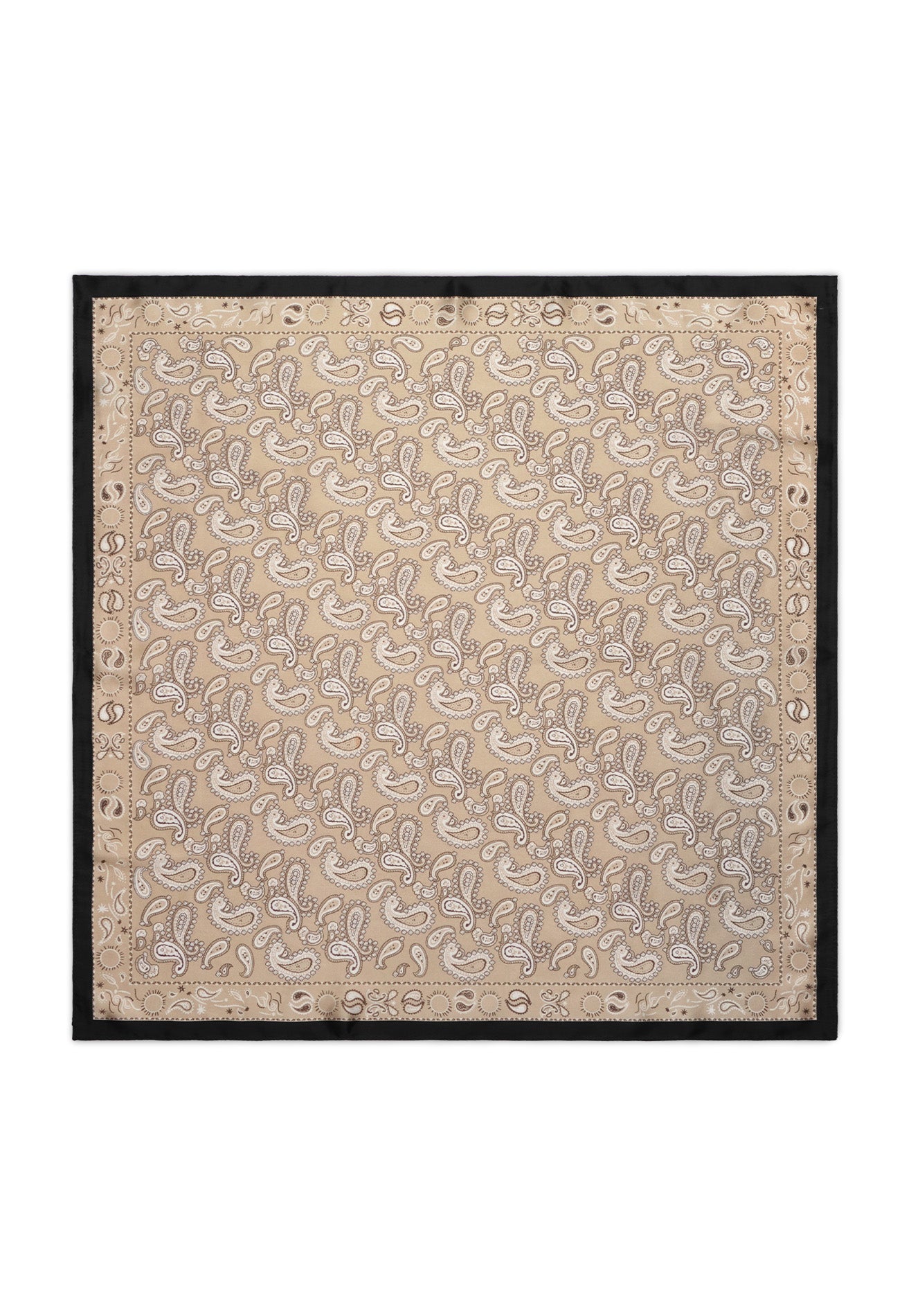 Printed Details Satin Bandana/Scarf - Beige