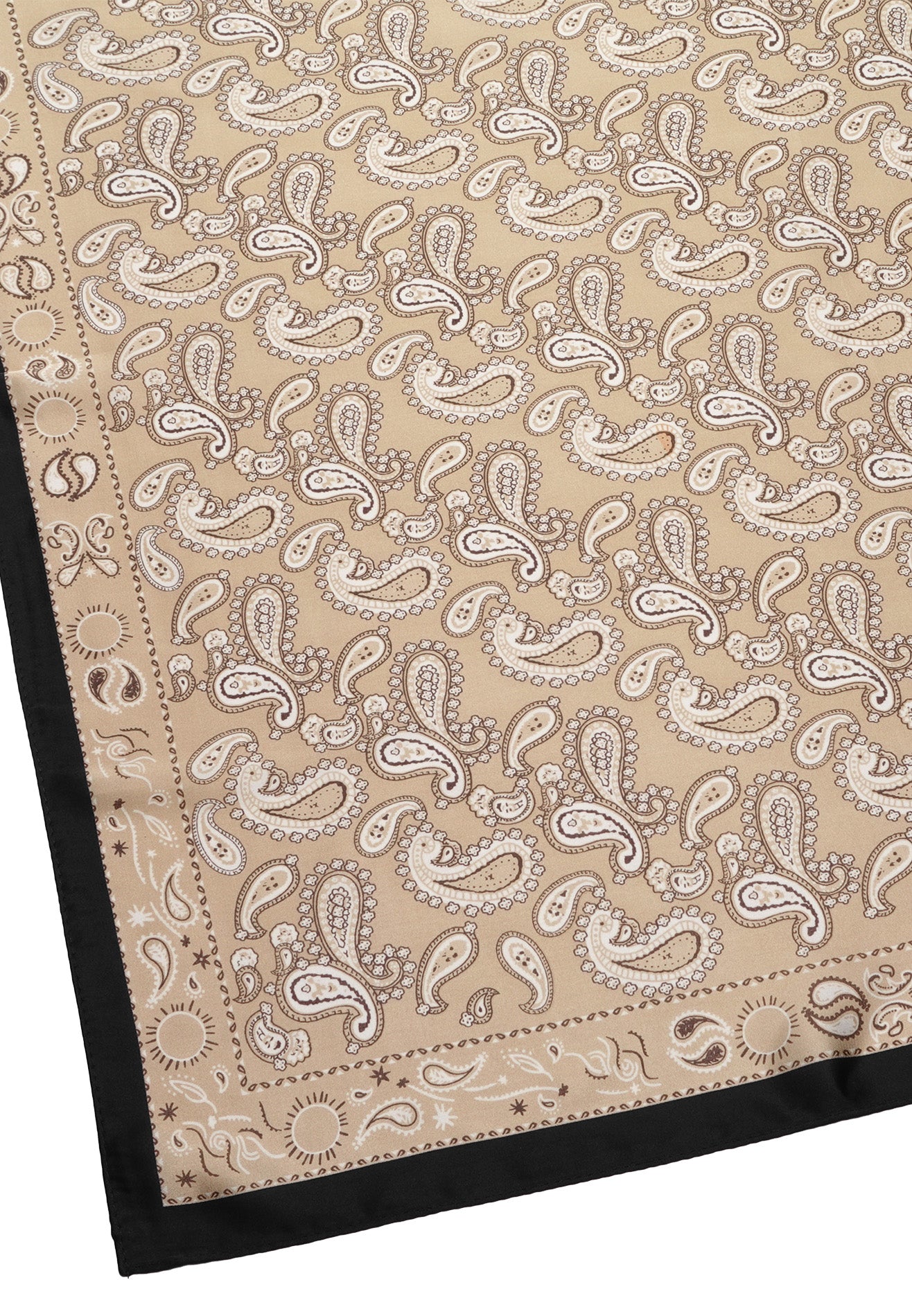 Printed Details Satin Bandana/Scarf - Beige