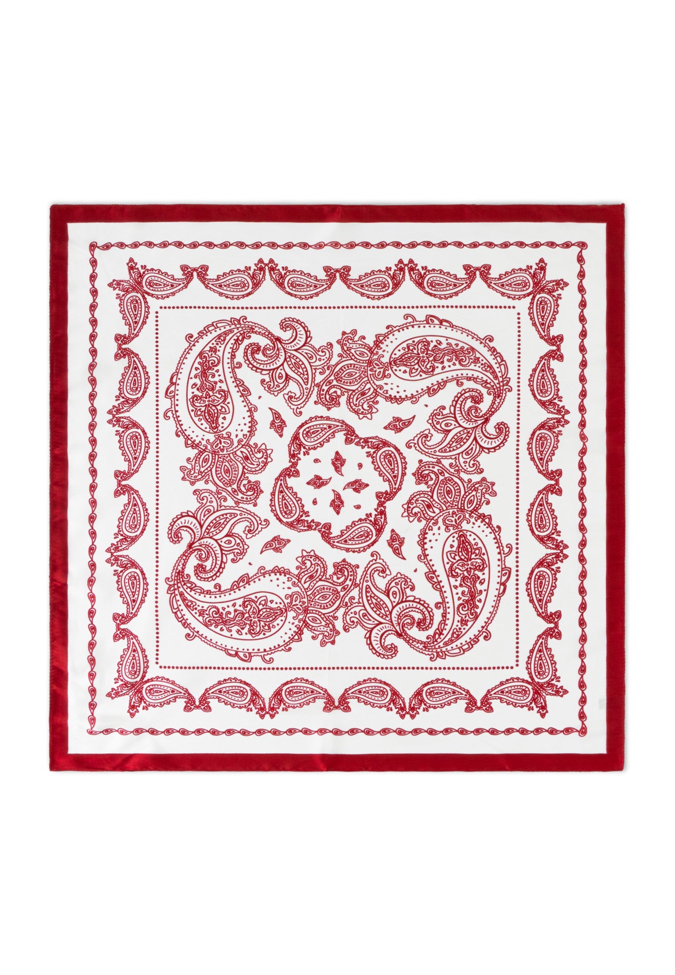 Printed Details Satin Bandana/Scarf - White/Maroon