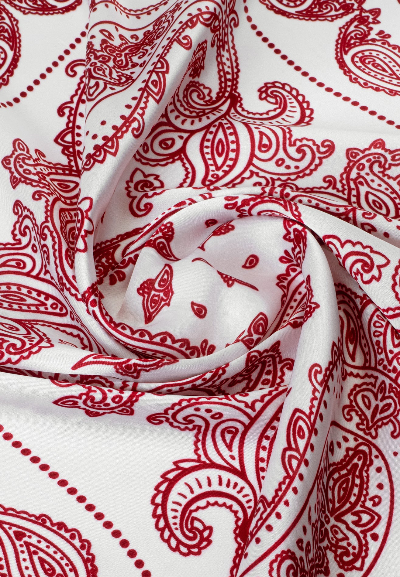 Printed Details Satin Bandana/Scarf - White/Maroon