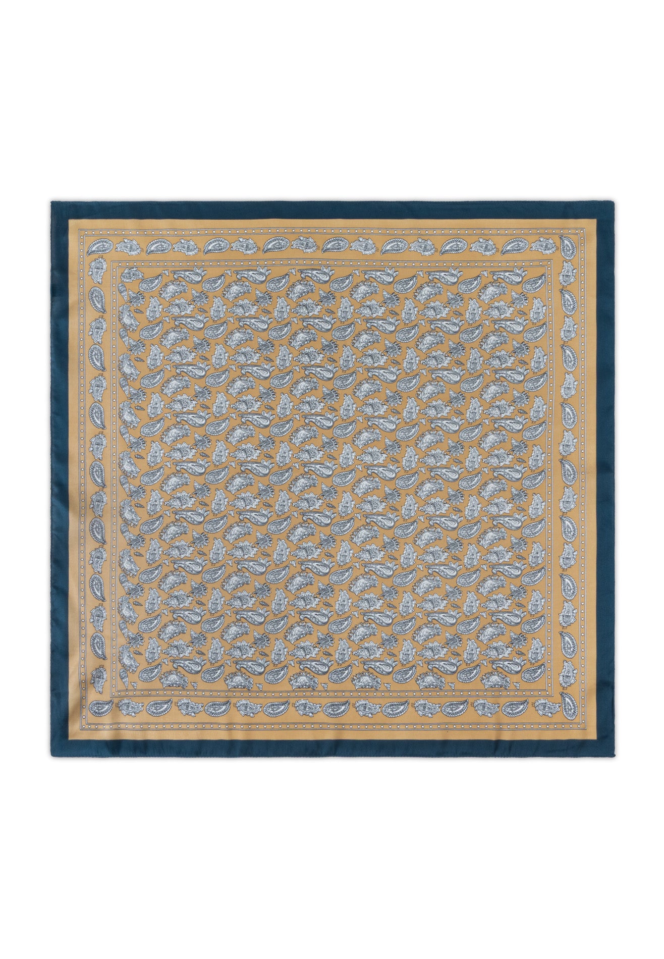 Printed Details Satin Bandana/Scarf - Khaki