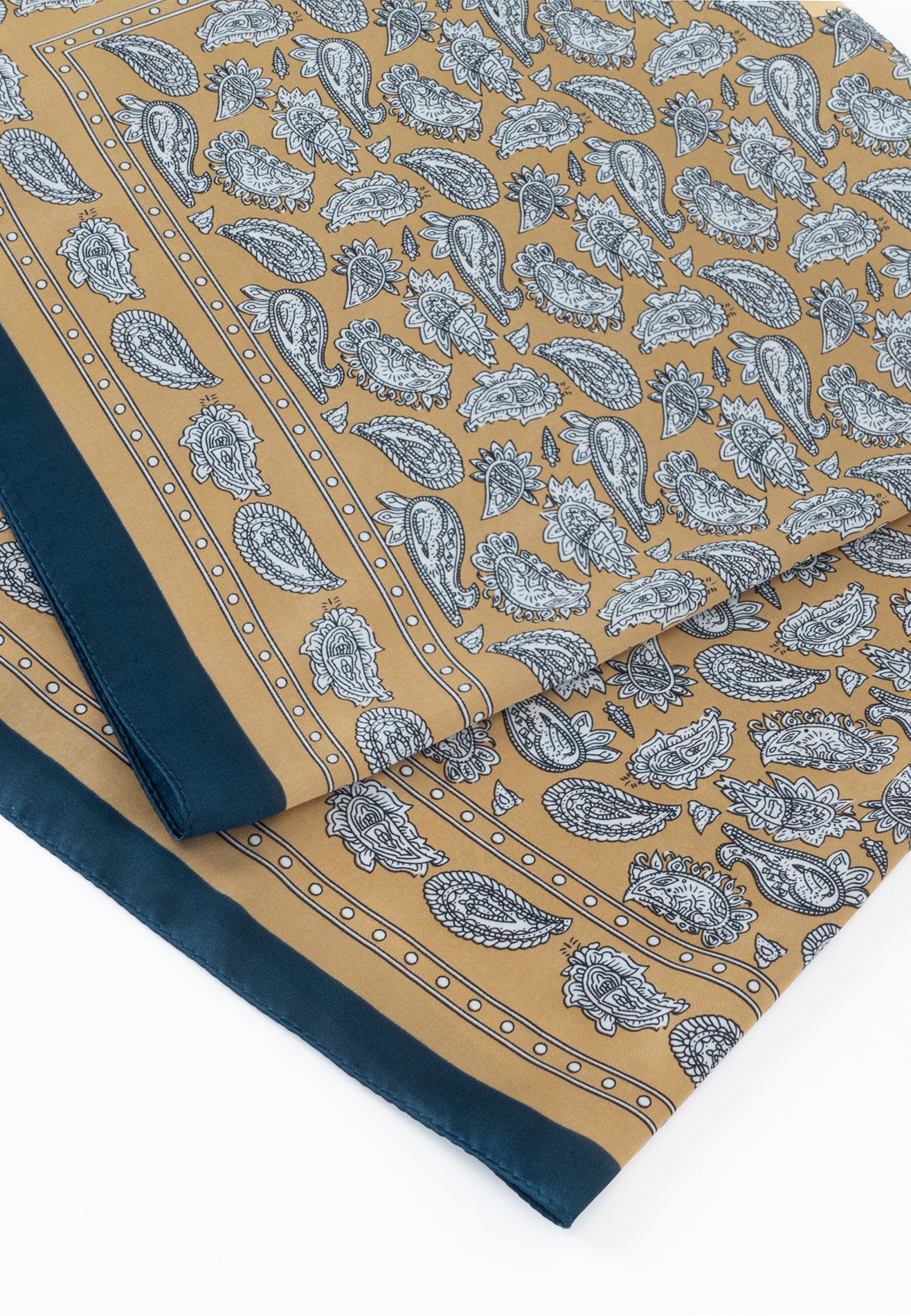 Printed Details Satin Bandana/Scarf - Khaki