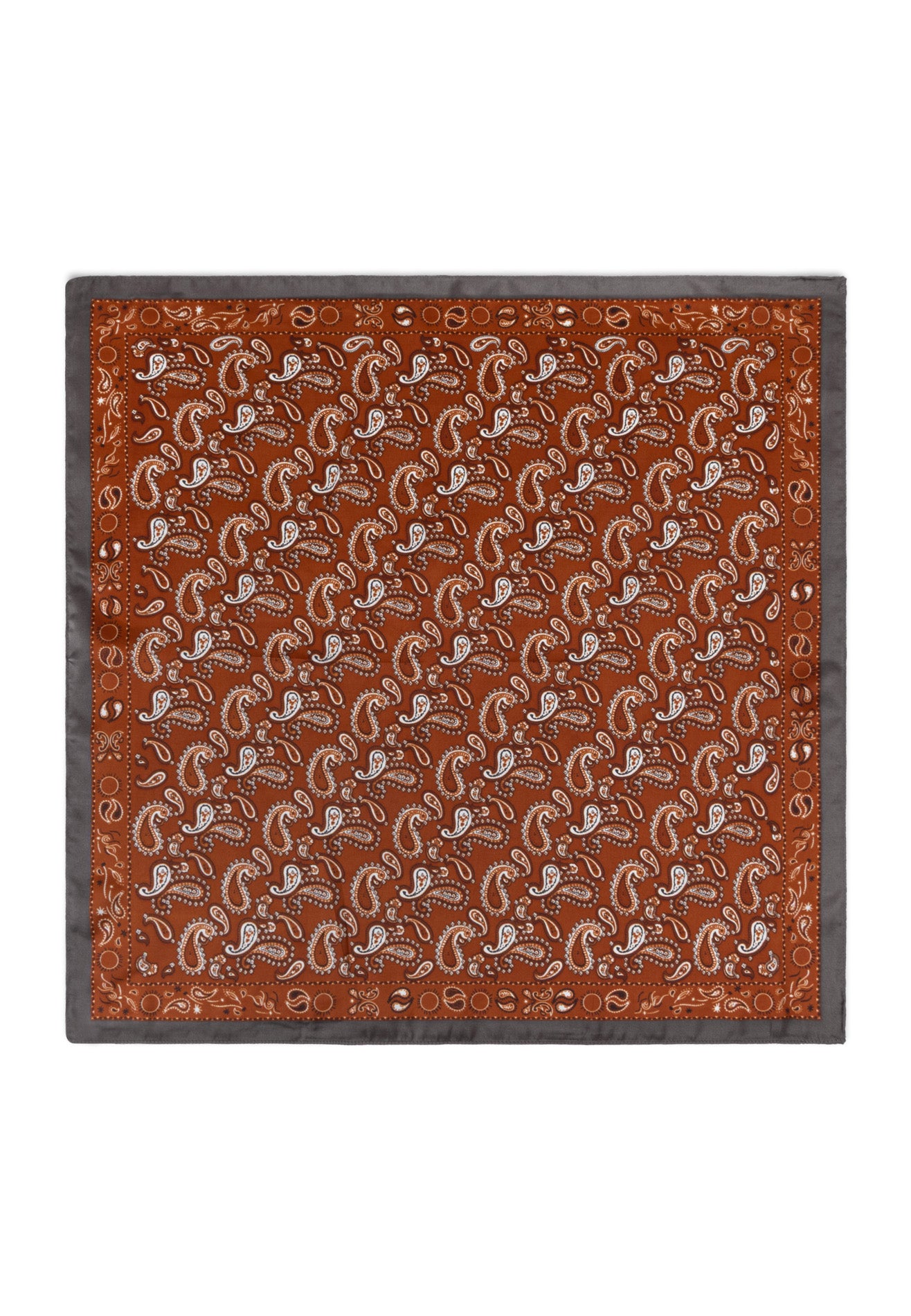 Printed Details Satin Bandana/Scarf - Brown