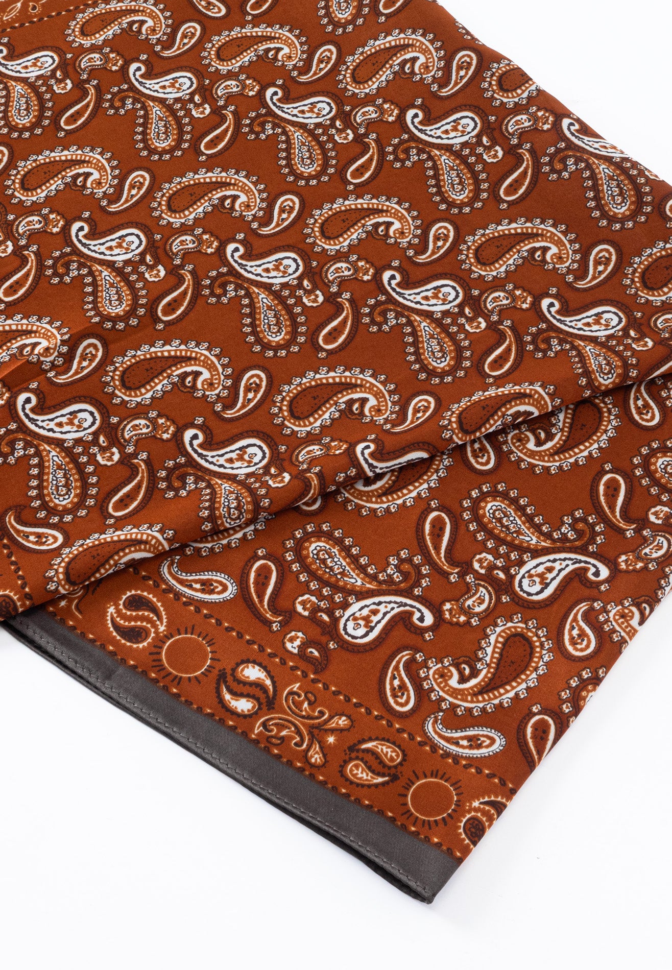 Printed Details Satin Bandana/Scarf - Brown