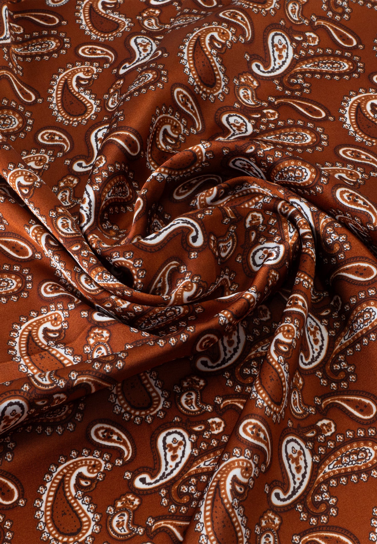 Printed Details Satin Bandana/Scarf - Brown
