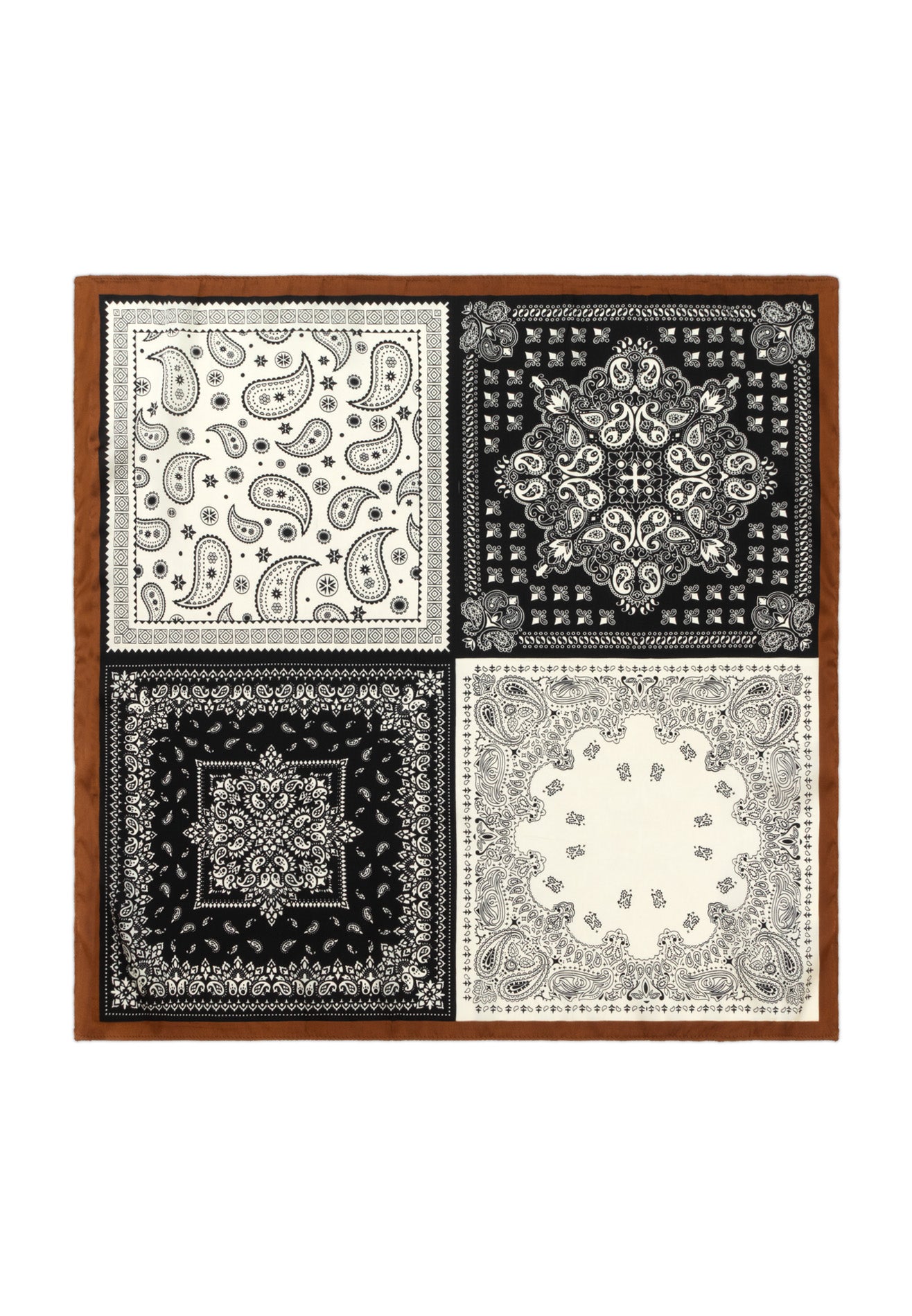 DRUM 4 style Printed Details Satin Bandana/Scarf - Black