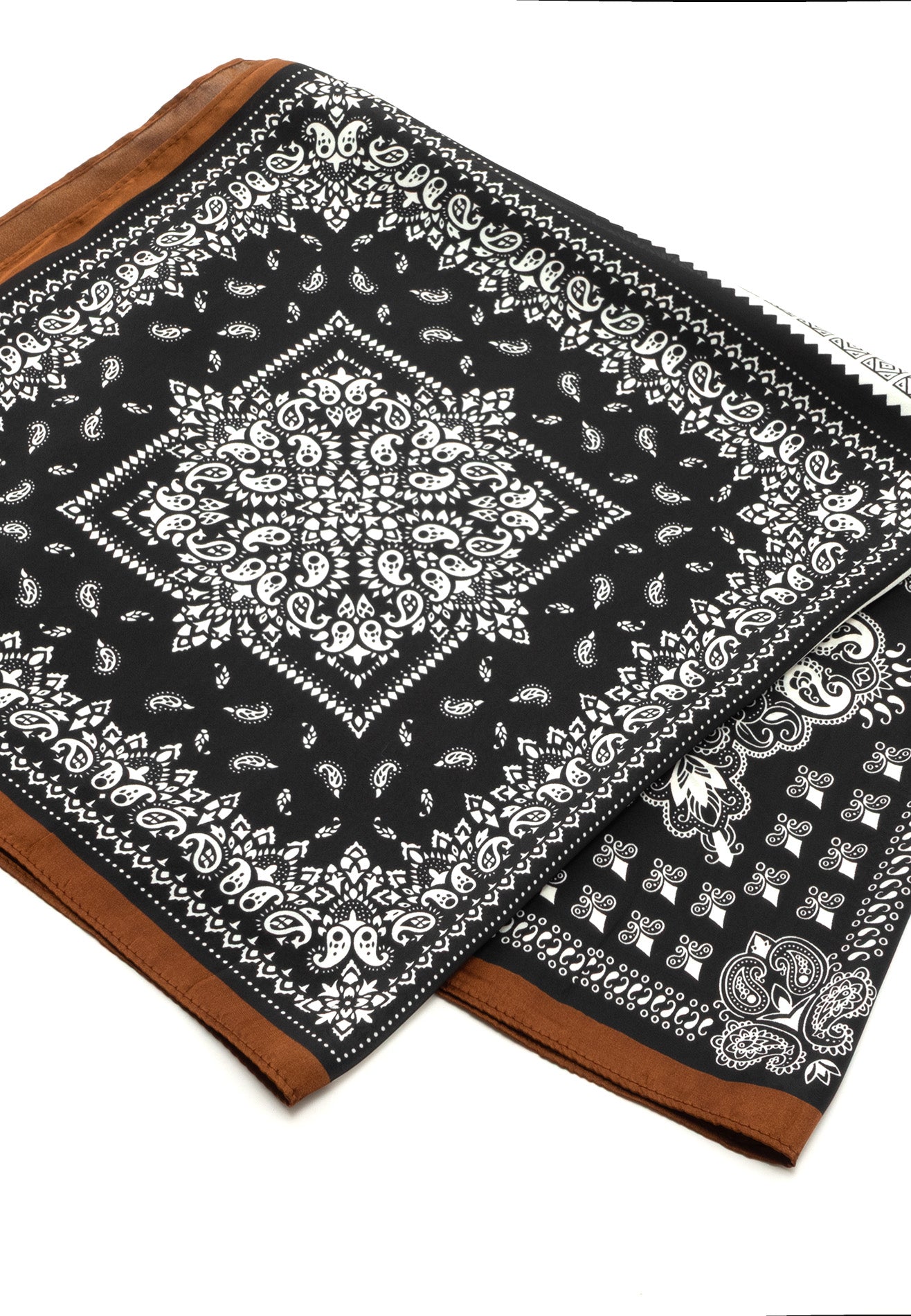 DRUM 4 style Printed Details Satin Bandana/Scarf - Black