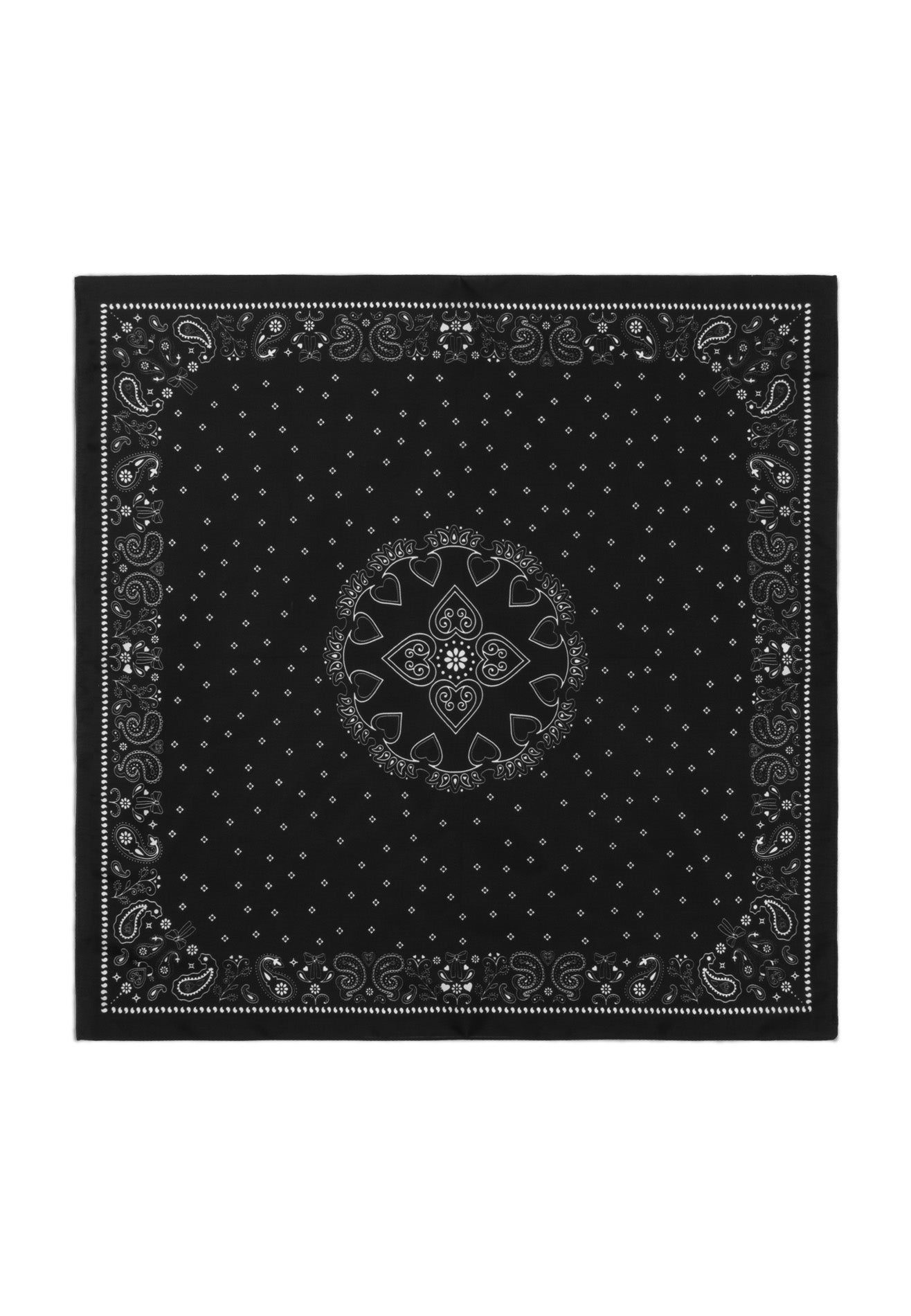 DRUM Printed Details Satin Bandana/Scarf - Black