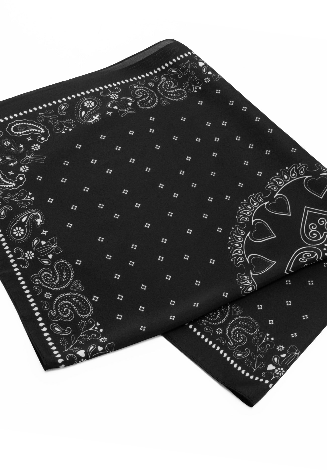 DRUM Printed Details Satin Bandana/Scarf - Black