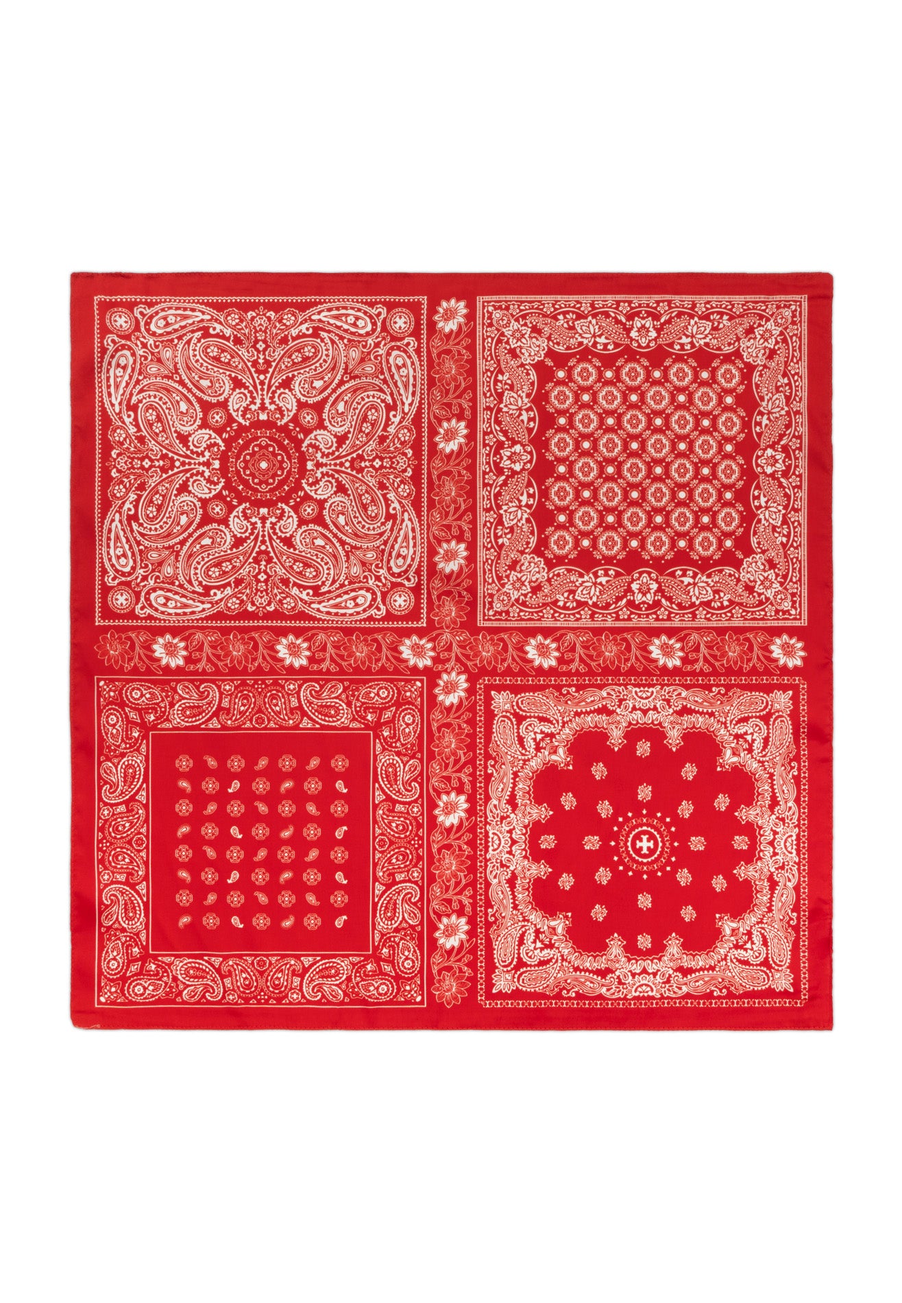 DRUM 4 Style Printed Details Satin Bandana/Scarf - Red