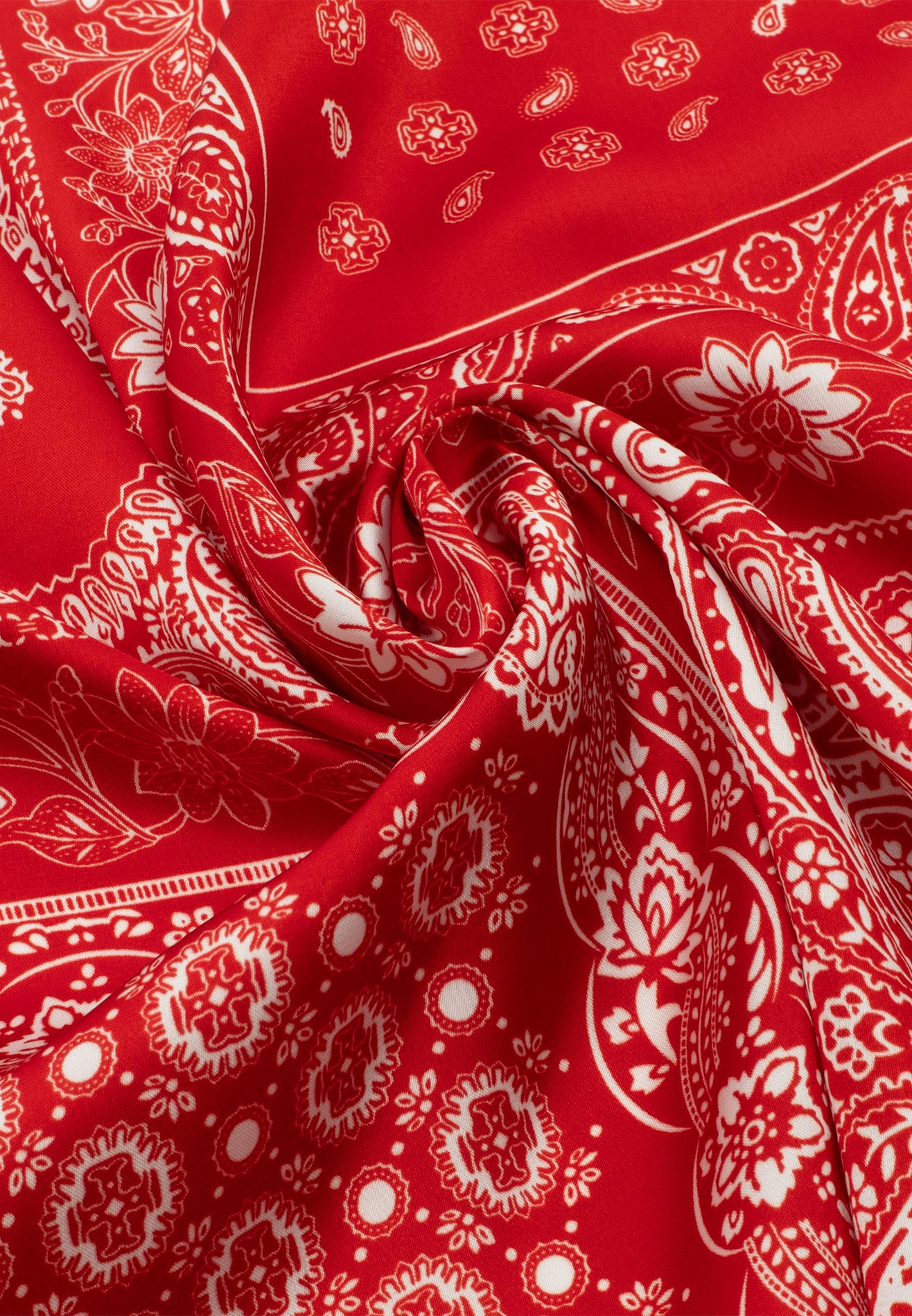 DRUM 4 Style Printed Details Satin Bandana/Scarf - Red