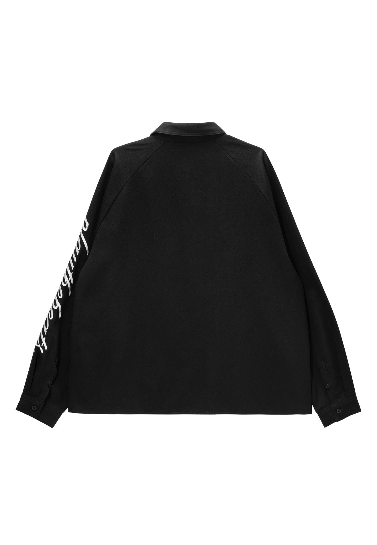 DRUM S. Classic Sleeve Embroidery Oversized Boxy Long Sleeve Shirt - Black