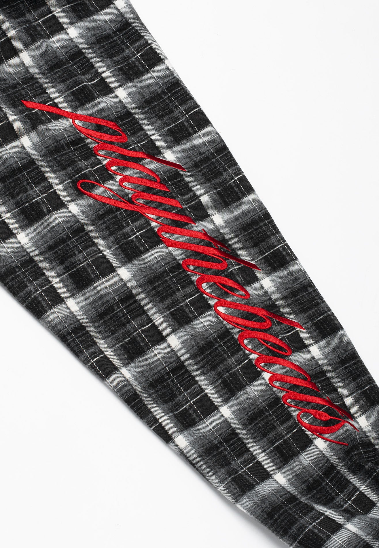 DRUM S. Sleeve Embroidery Oversized Boxy Long Sleeve Checked Shirt - Black