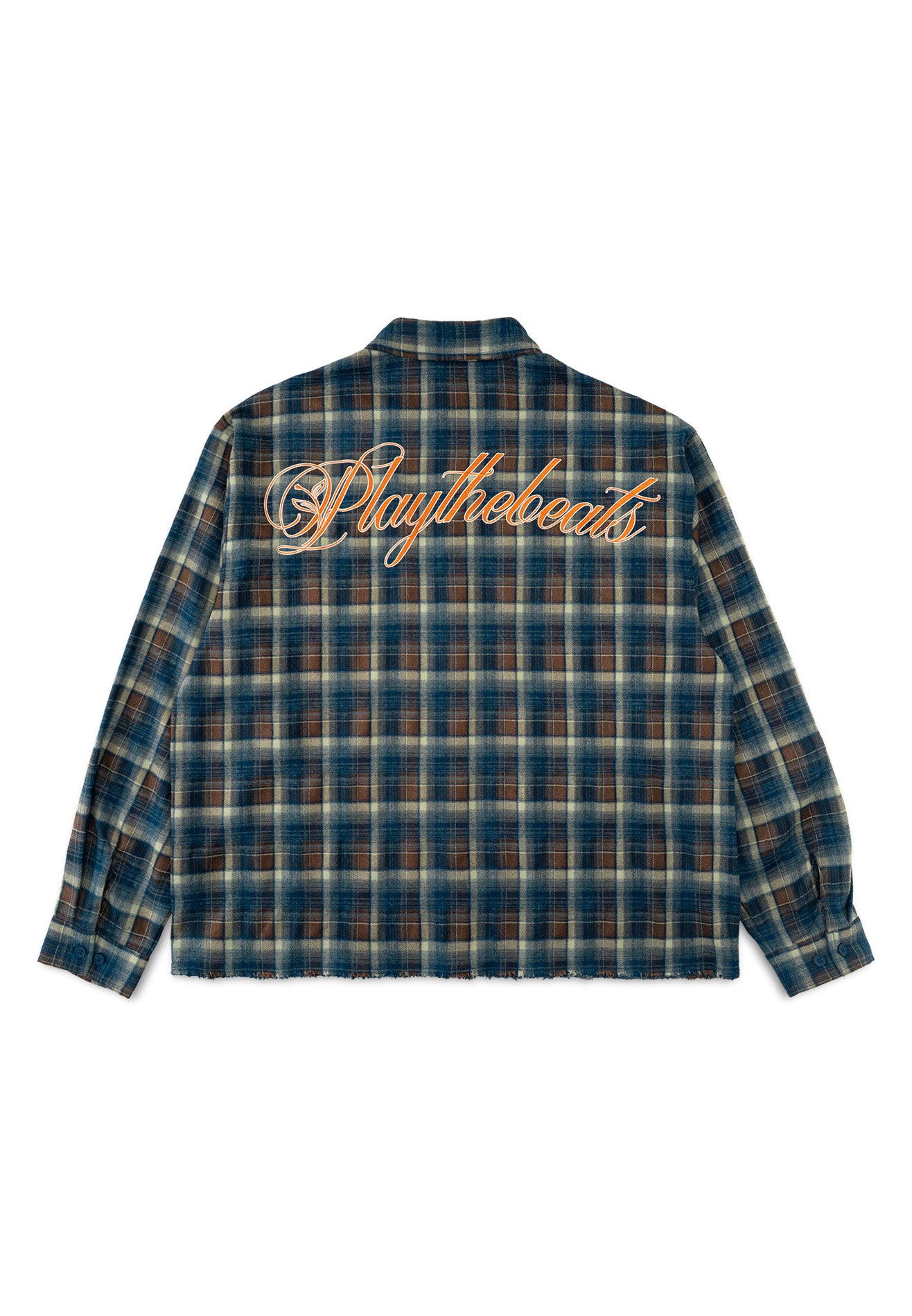 DRUM S. Classic Sleeve Embroidery Oversized Boxy Long Sleeve Shirt - Dark Blue