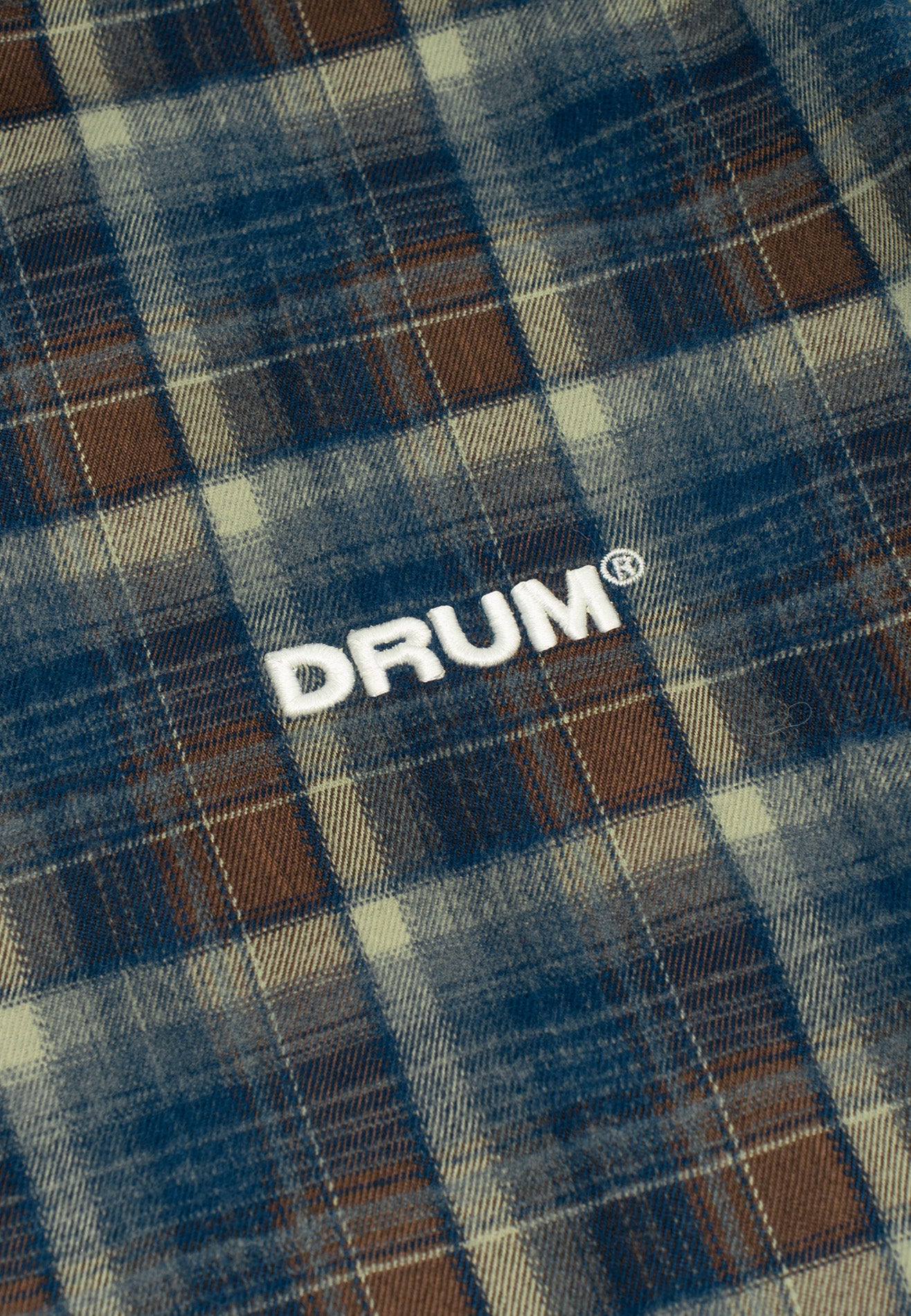 DRUM S. Classic Sleeve Embroidery Oversized Boxy Long Sleeve Shirt - Dark Blue