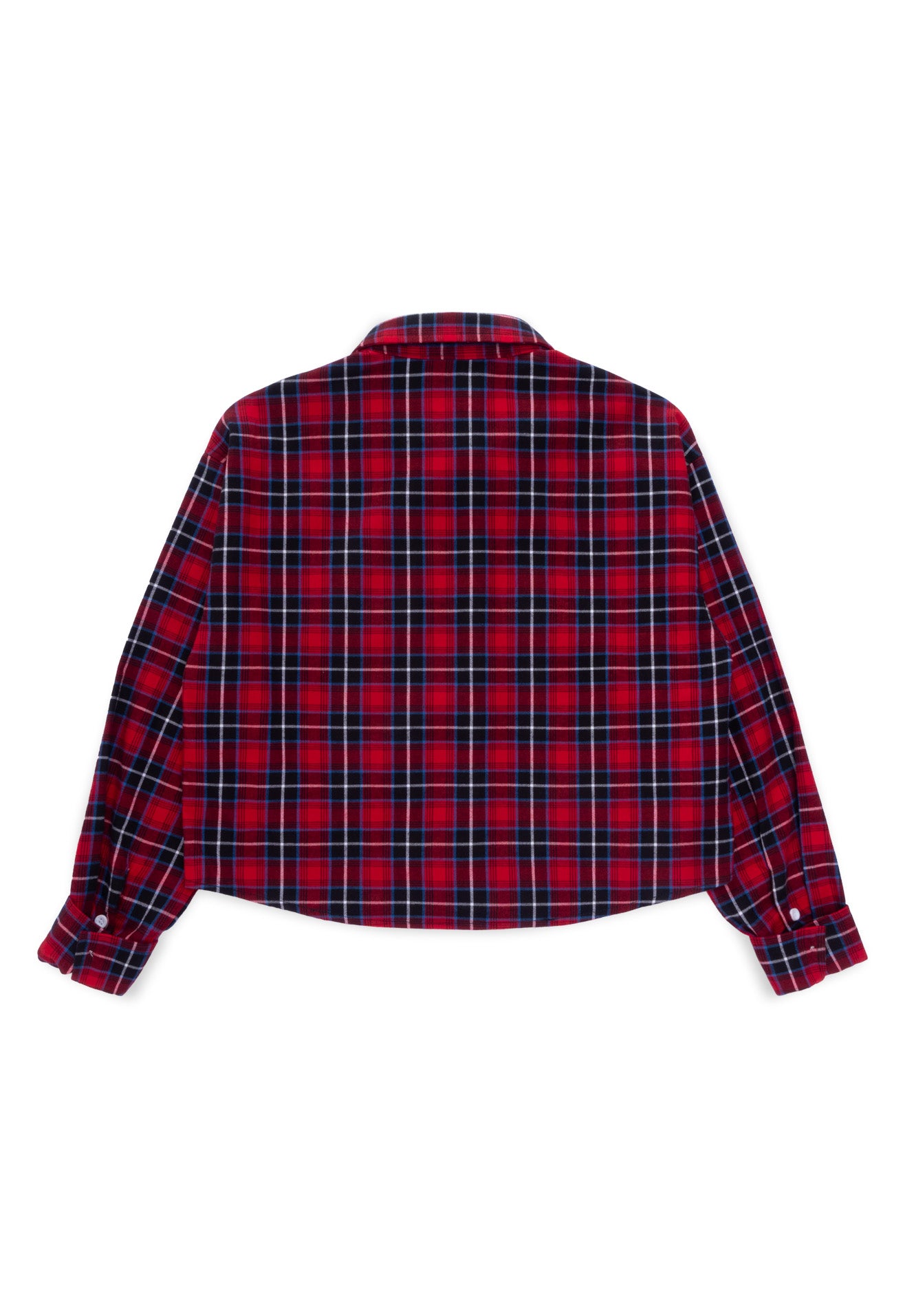 DRUM S. Long Sleeve Plaid Crop Shirt- Red