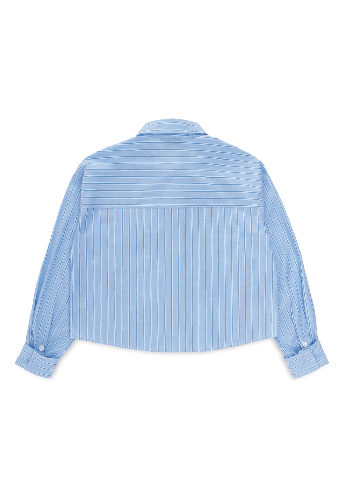 DRUM S. Long Sleeve Plaid Crop Shirt- Light Blue